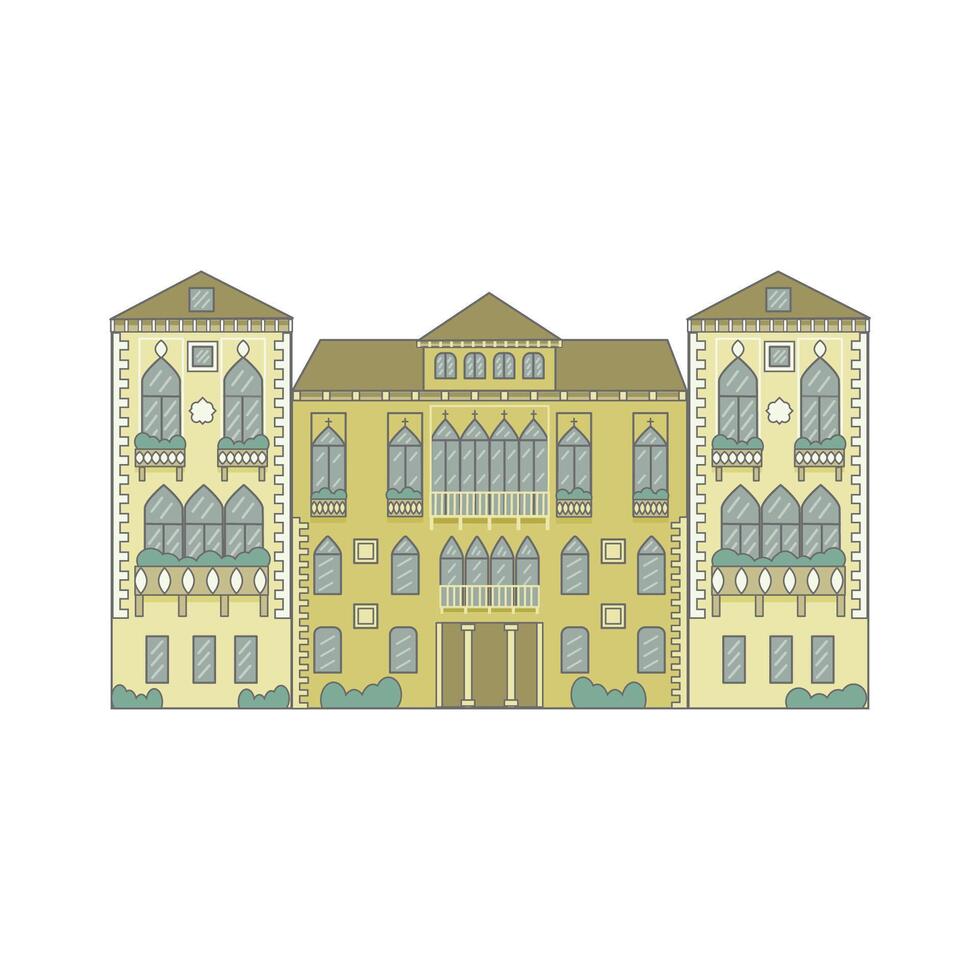 veneciano edificio fachada detallado ilustración. hermosa Renacimiento edificio con estilo veneciano ventanas vector