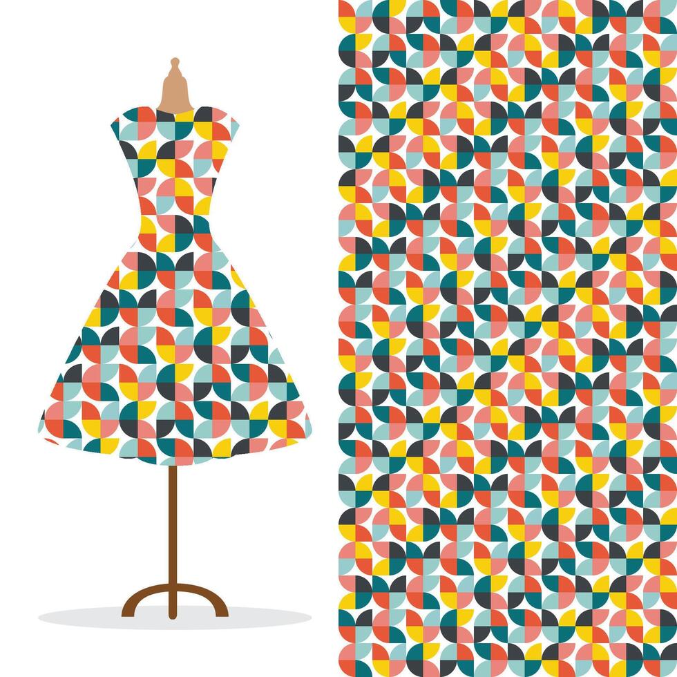 Fabric pattern design for a womans dress. vector