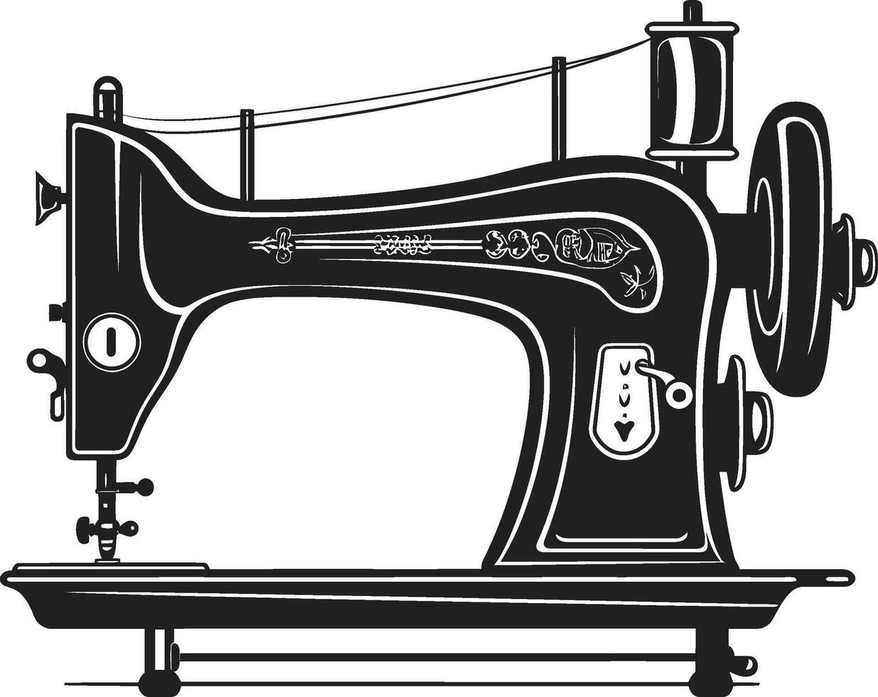 Stylish Stitches Elegant Black Sewing Machine ThreadCraft Essence Black for Sewing Machine Emblem vector