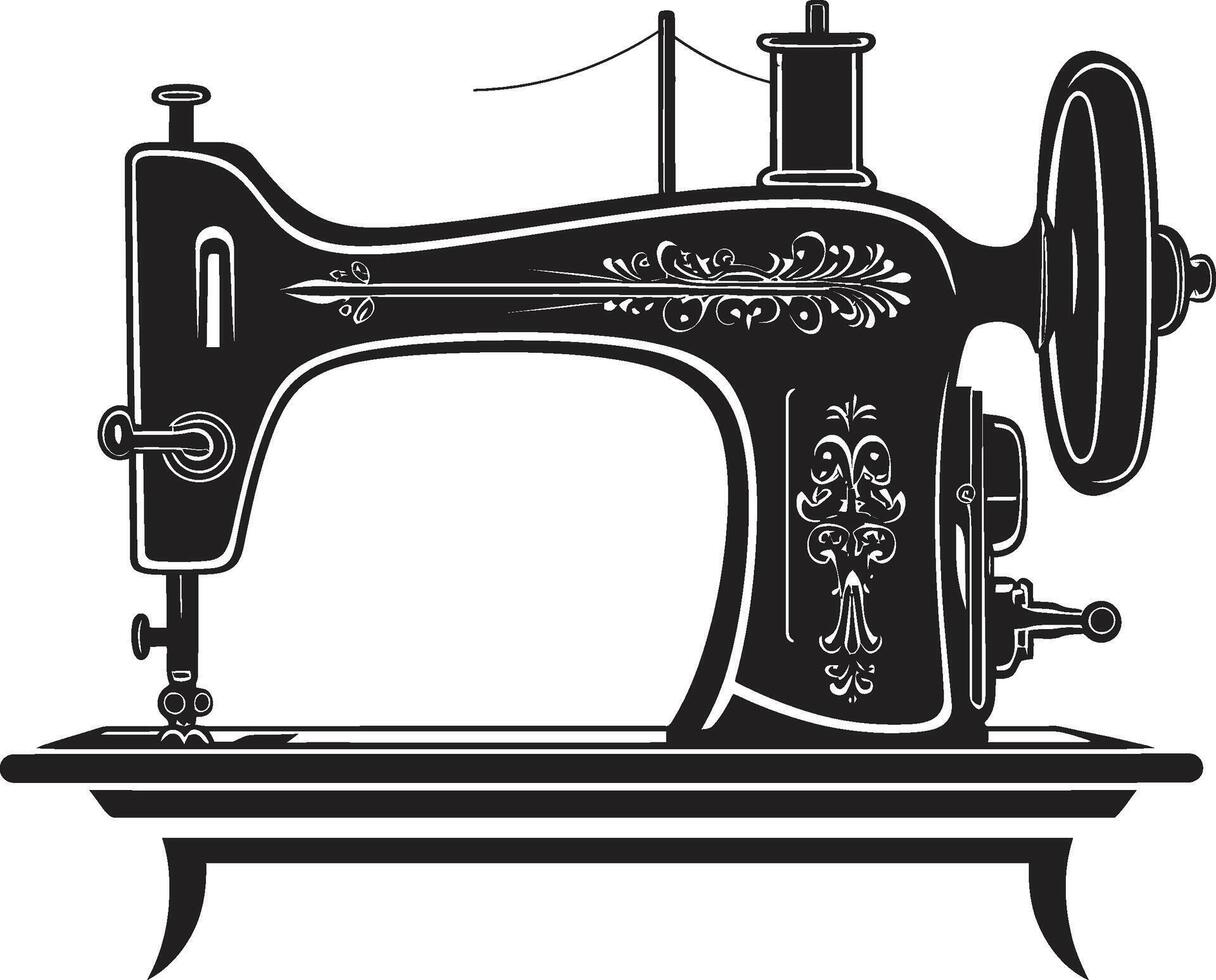 pulcro de coser negro para a la medida de coser máquina en elegante puntadas elegante negro de coser máquina vector