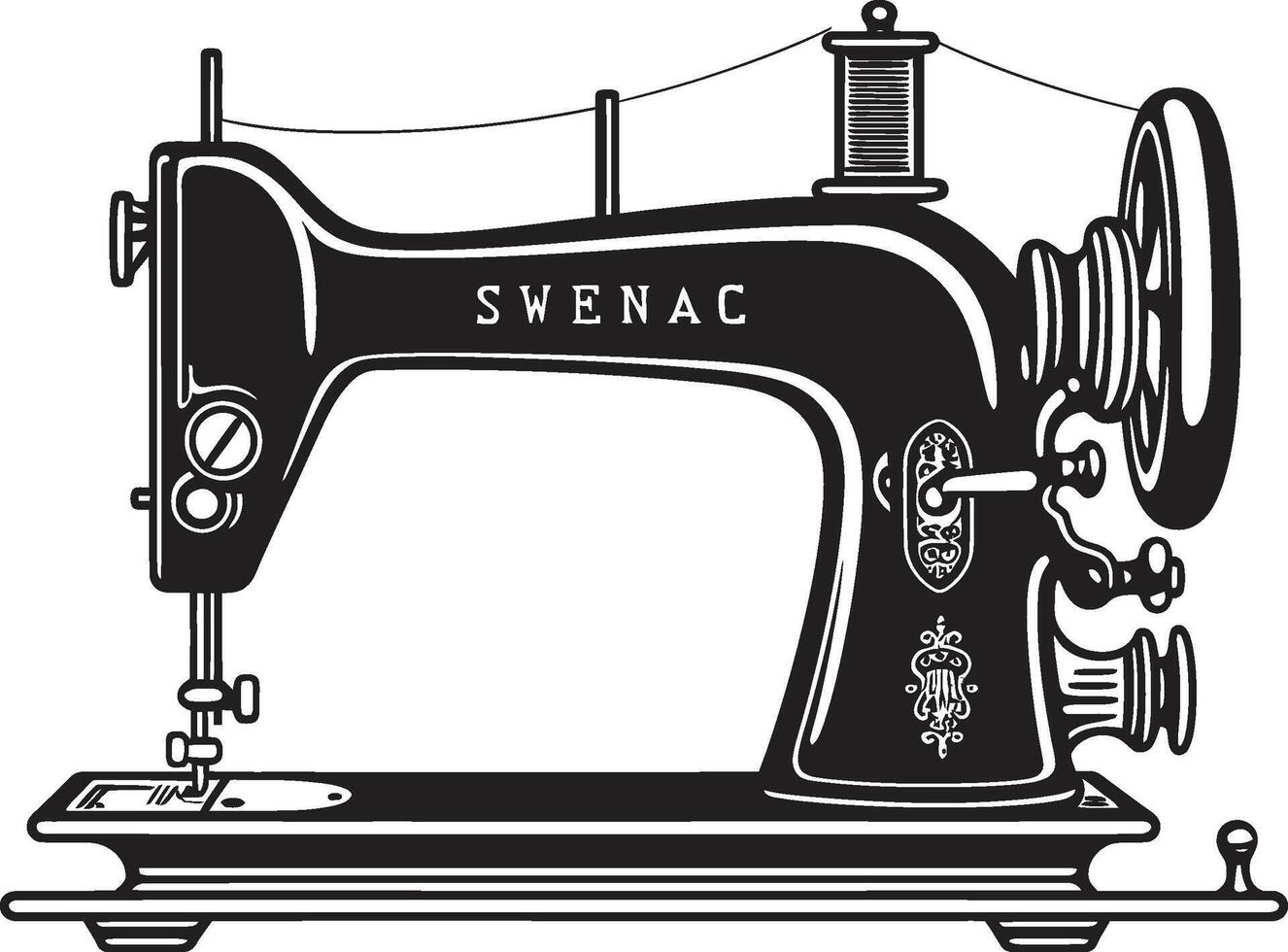 Elegance in Thread Black for Black Sewing Machine Sleek Stitcher Black ic Sewing Machine in Elegant vector