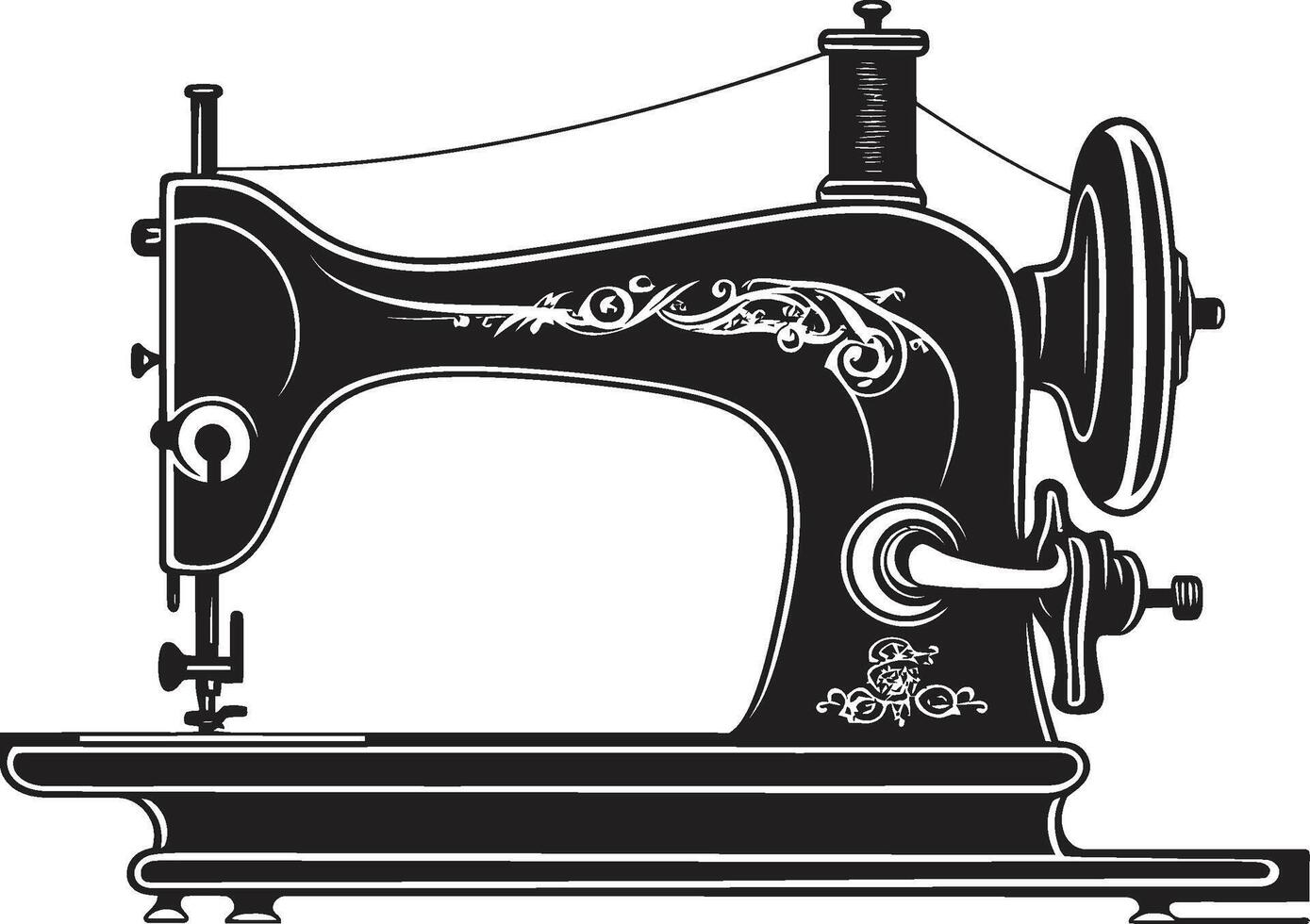 alta costura artesanía elegante negro de coser máquina en precisión puntadas negro para de coser máquina emblema vector