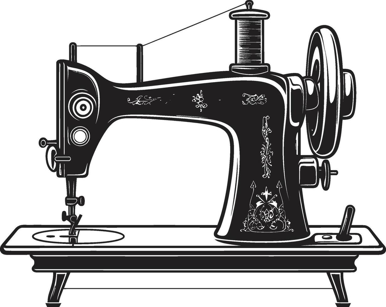 Tailored Threads Black for Precision Sewing Machine Noir Needlework ic Black Sewing Machine Emblem vector