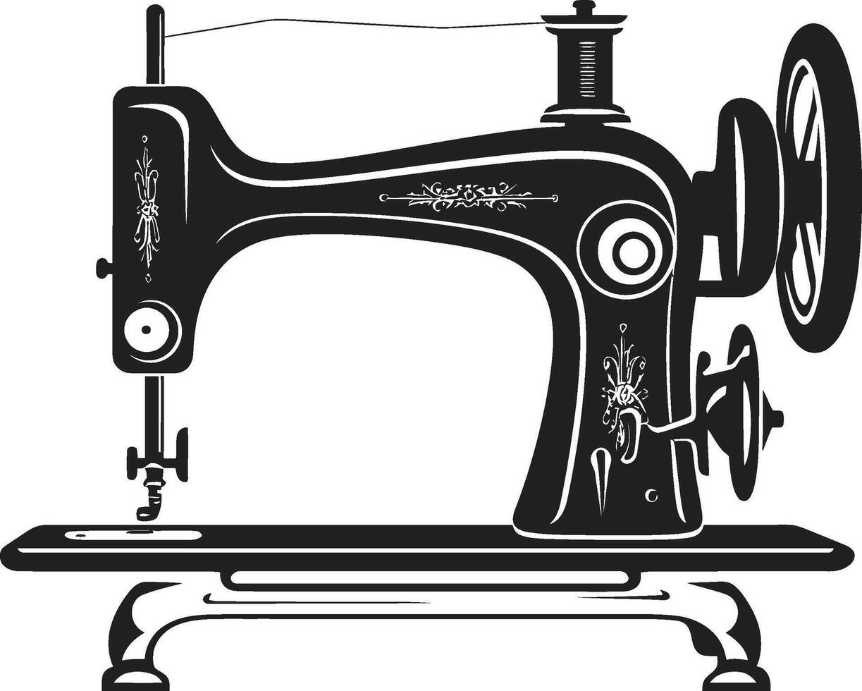 Tailors Touch Black for Elegant Sewing Machine Couture Craftsmanship Elegant Black Sewing Machine in vector