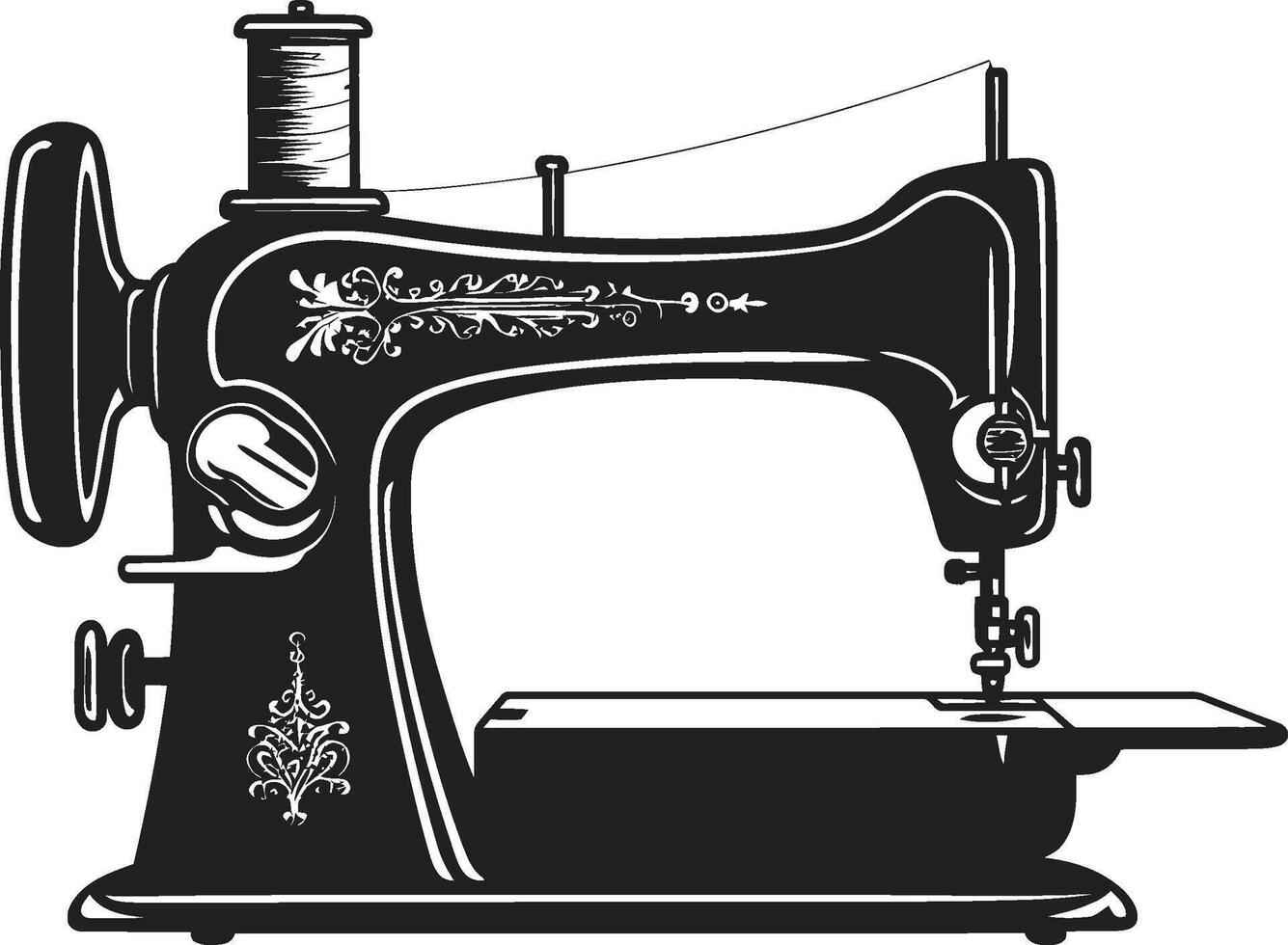 Precision Pintucks Black for Crafty Sewing Machine Monochrome Maker Black for Sewing Machine Emblem vector