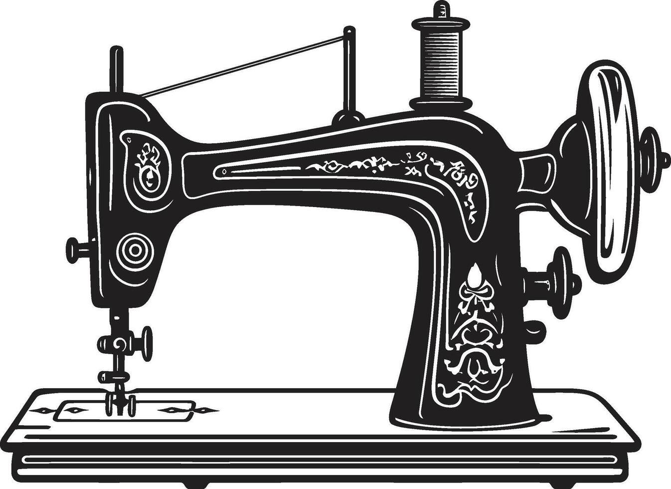 elegante costura negro para elegante de coser máquina en elegante adornos negro de coser máquina vector