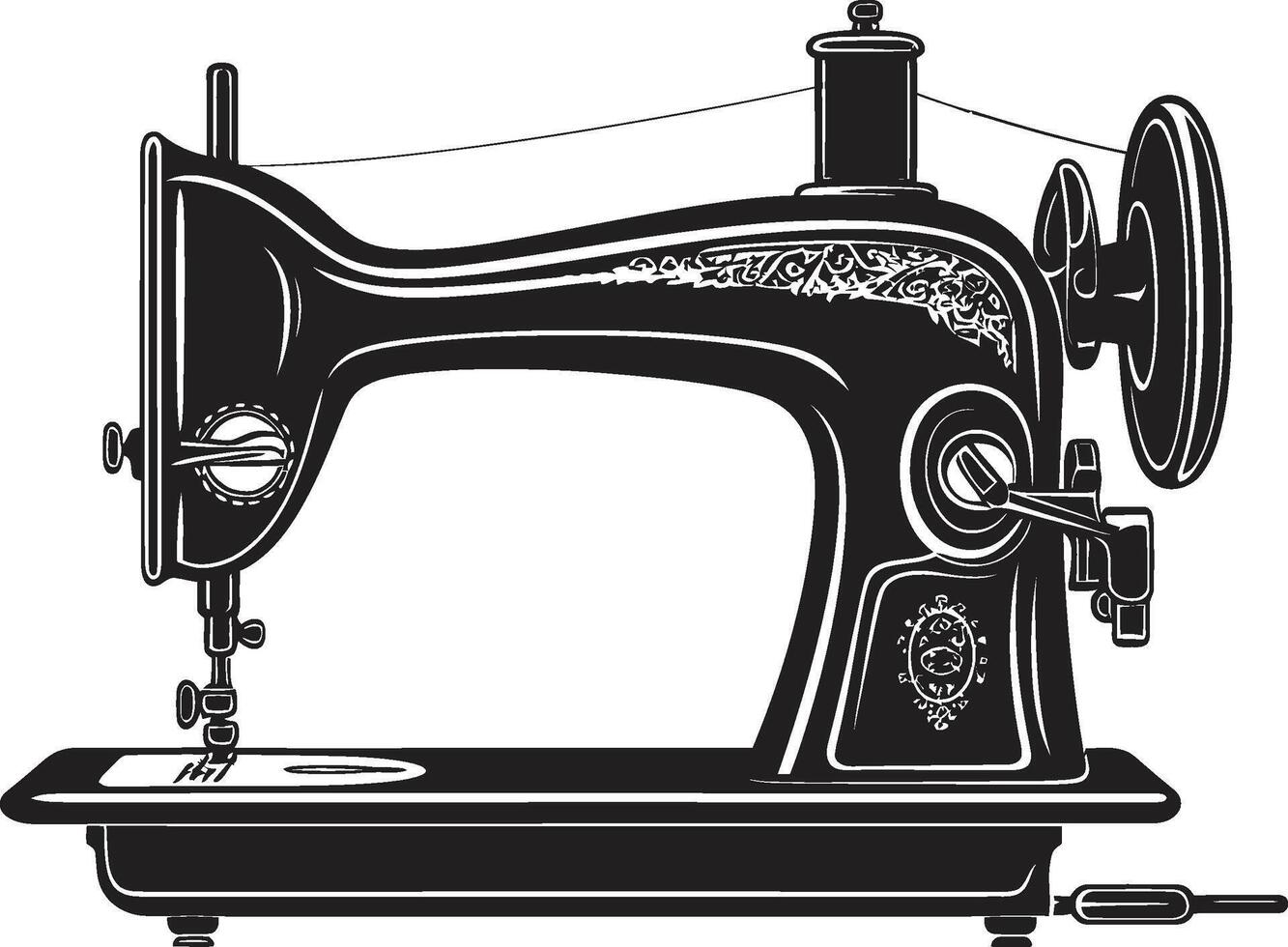 Needlework Noir Black for Chic Sewing Machine Monochromatic Masterpiece Black for Sewing Machine vector