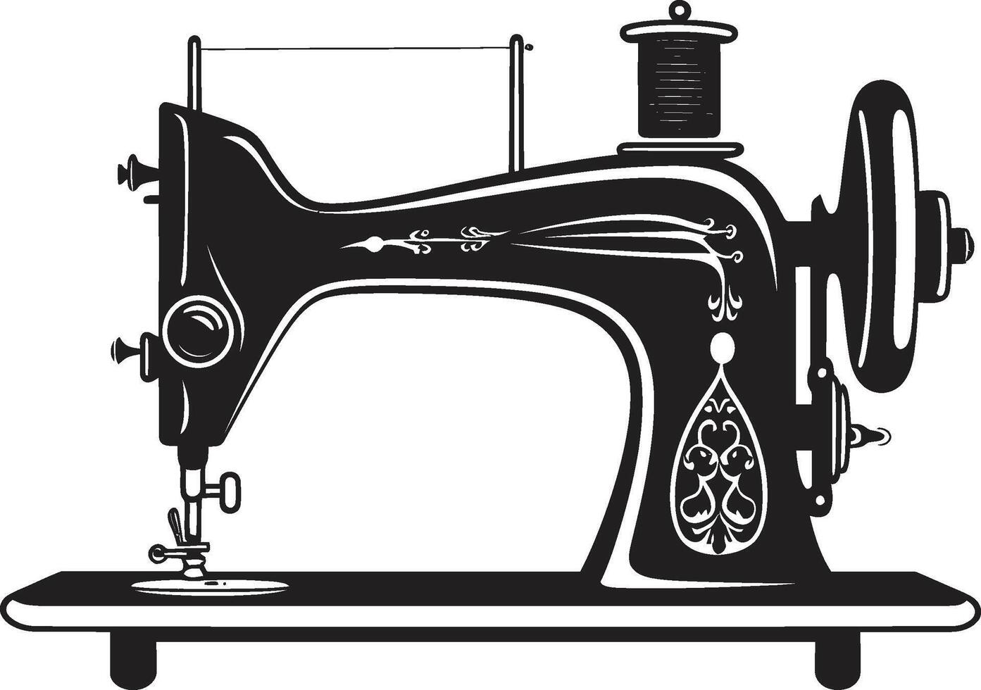 Elegant Embroidery Black Sewing Machine in Elegant Tailored Threads Black for Precision Sewing Machine vector