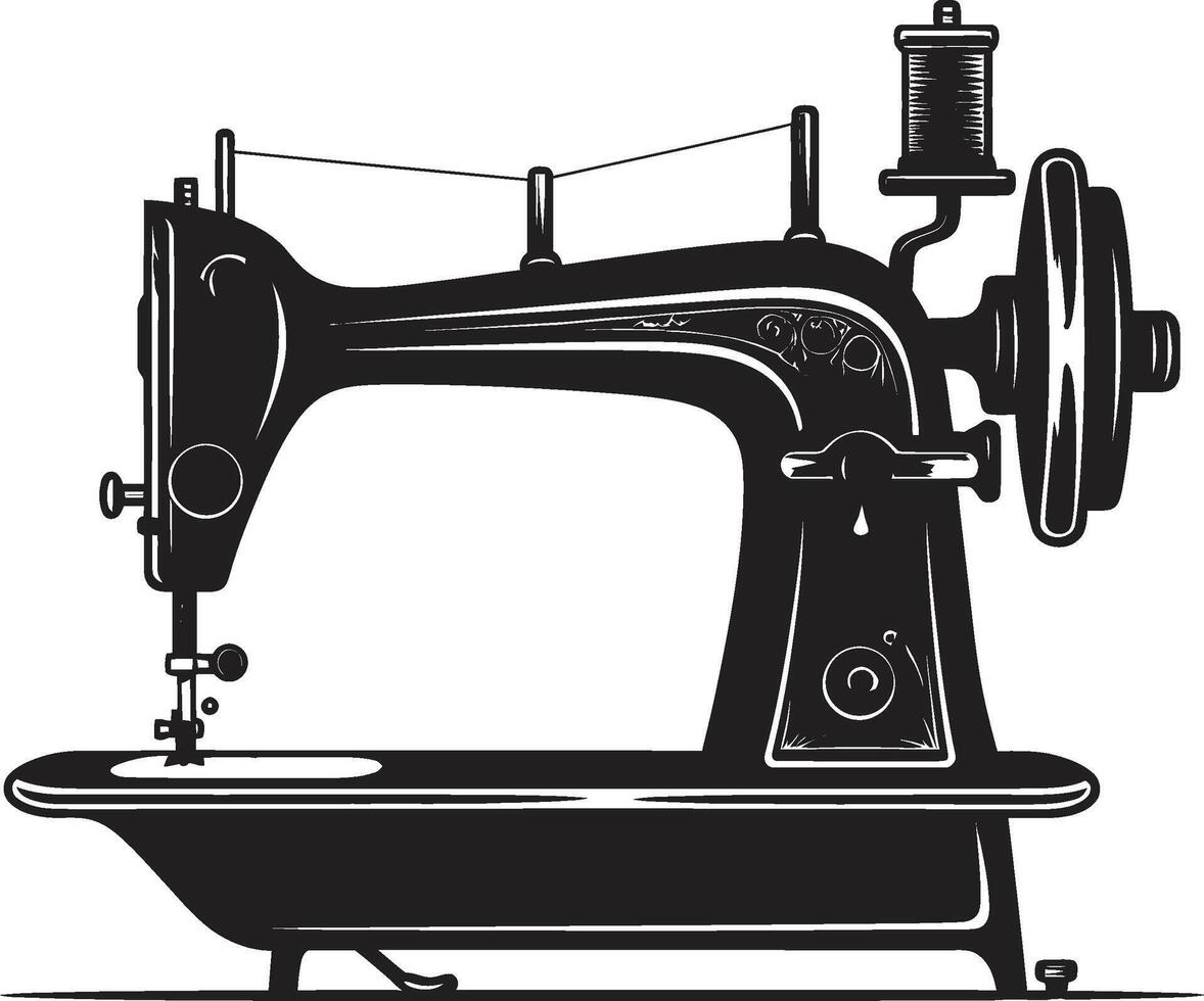 roscado elegancia negro para astuto de coser máquina puntada sinfonía negro ic de coser máquina en vector