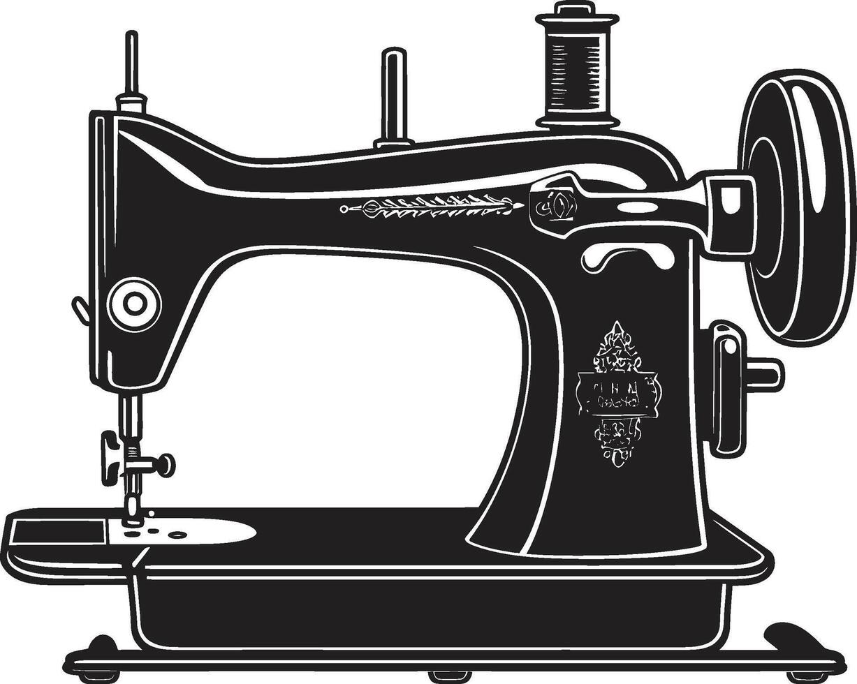 ThreadCraft Essence Black for Sewing Machine Emblem Elegant Embroidery Black Sewing Machine in Elegant vector