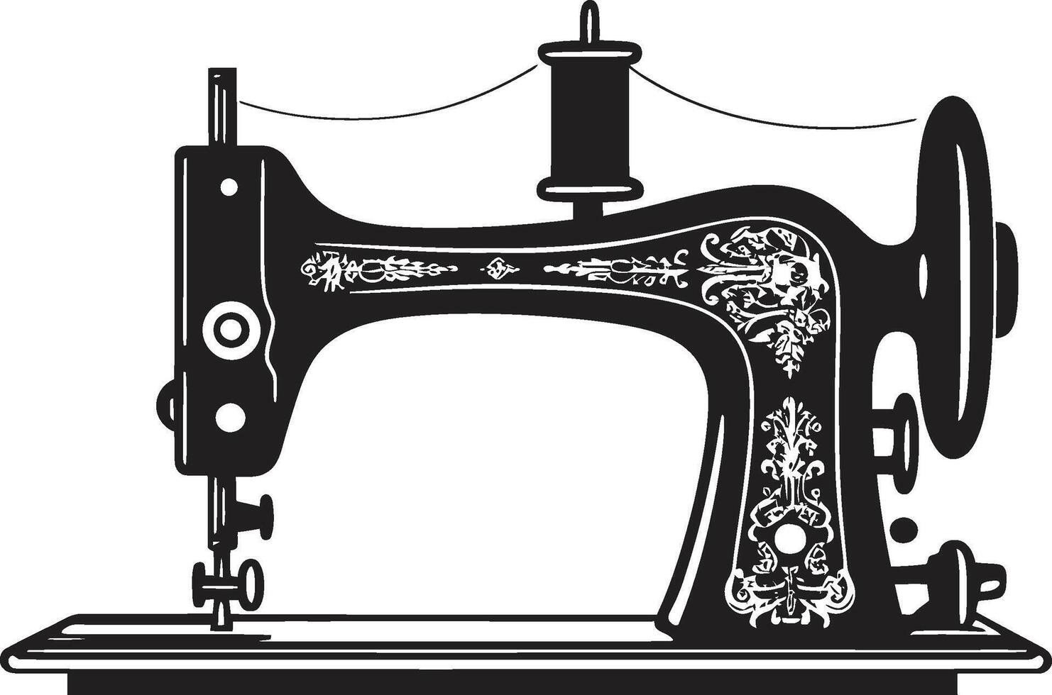 puntada sinfonía negro ic de coser máquina en monocromo maestría elegante para negro de coser máquina vector