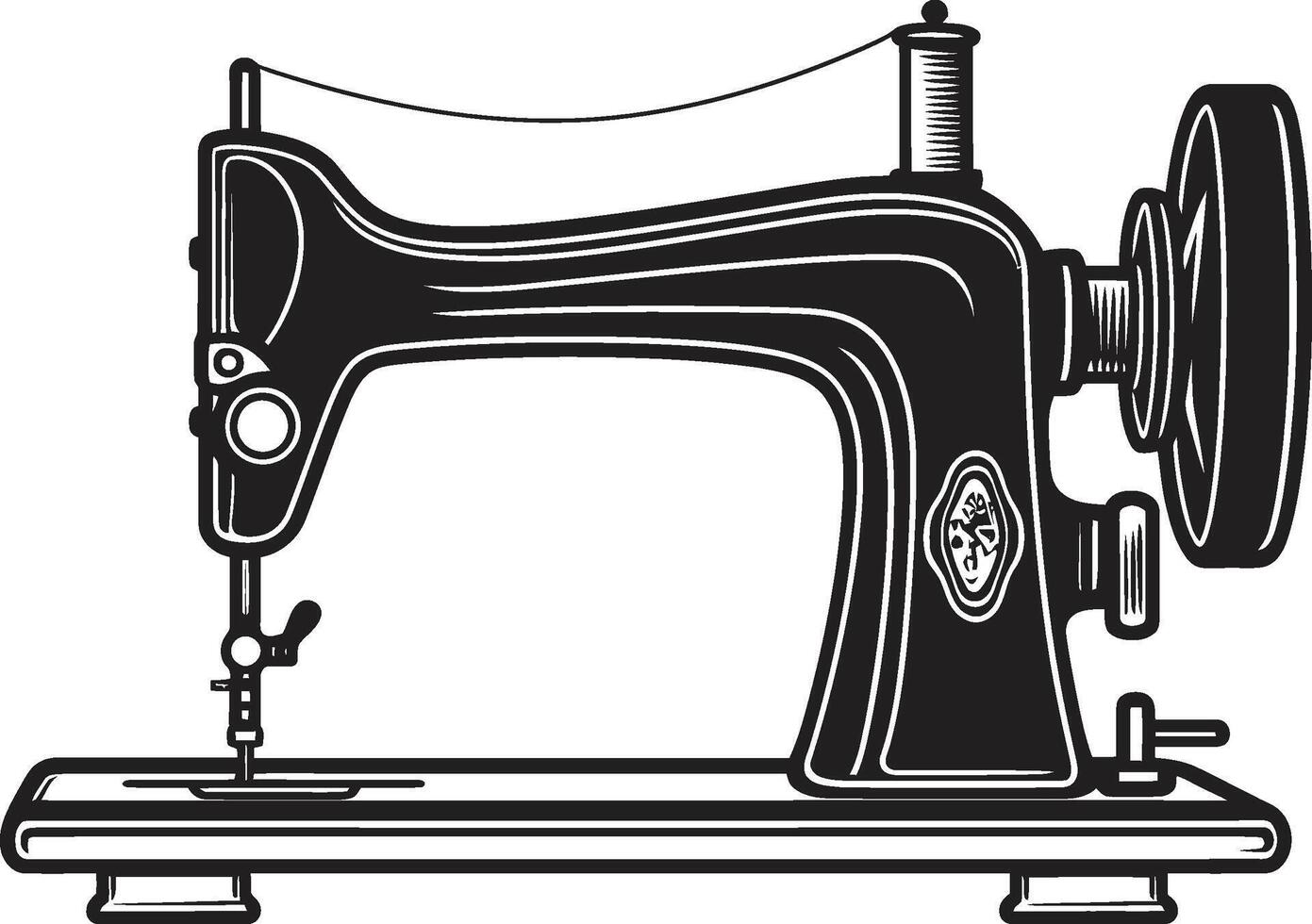 monocromo fabricante negro para de coser máquina emblema arte de la costura noir elegante para negro de coser máquina vector