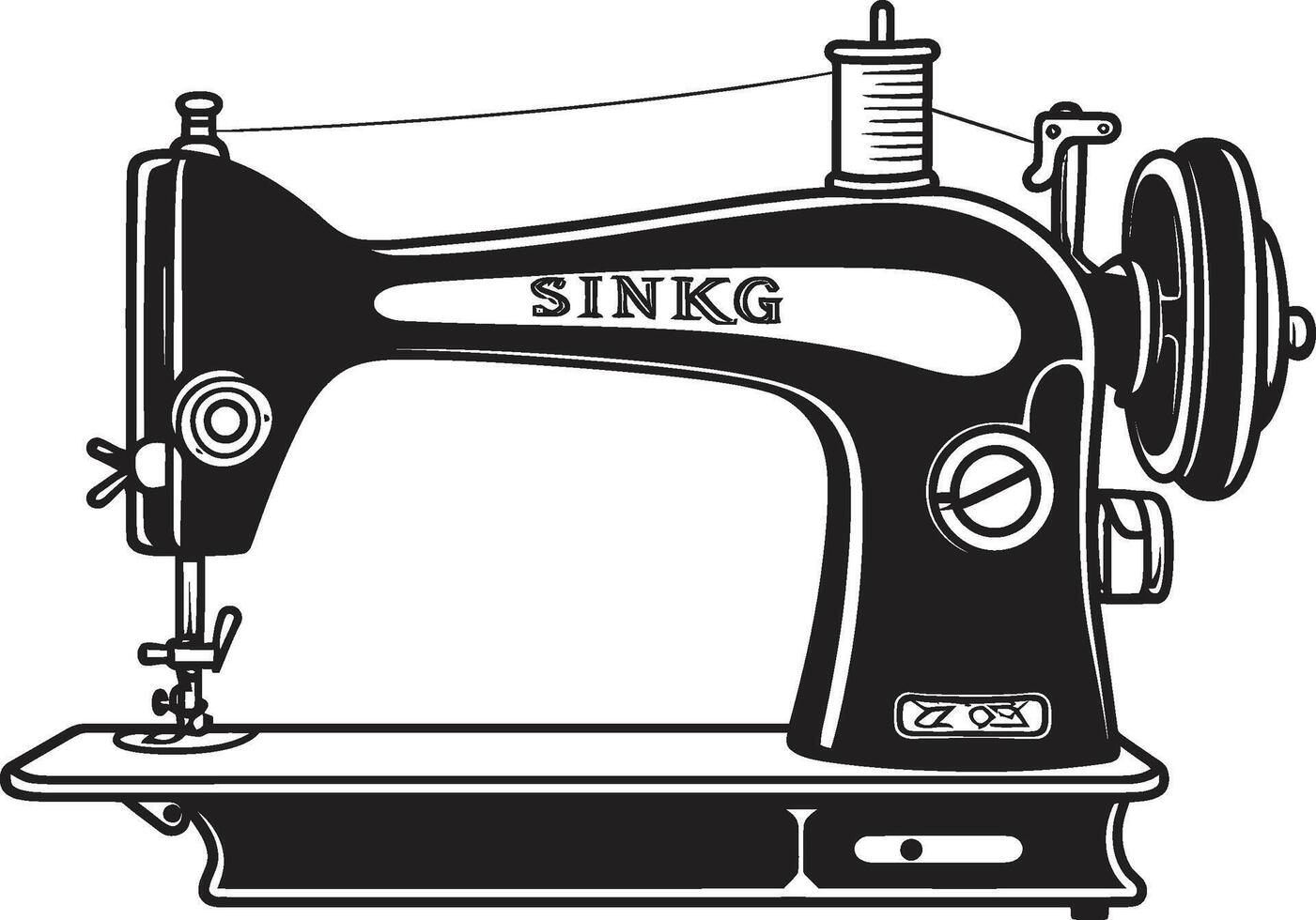 arte de la costura noir elegante para negro de coser máquina elegancia en hilo negro para a la medida de coser máquina vector