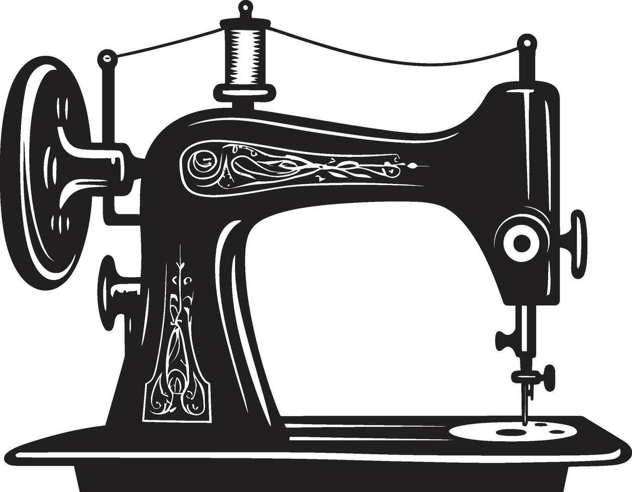 puntada sinfonía negro para elegante de coser máquina en alta costura artesanía negro de coser máquina vector