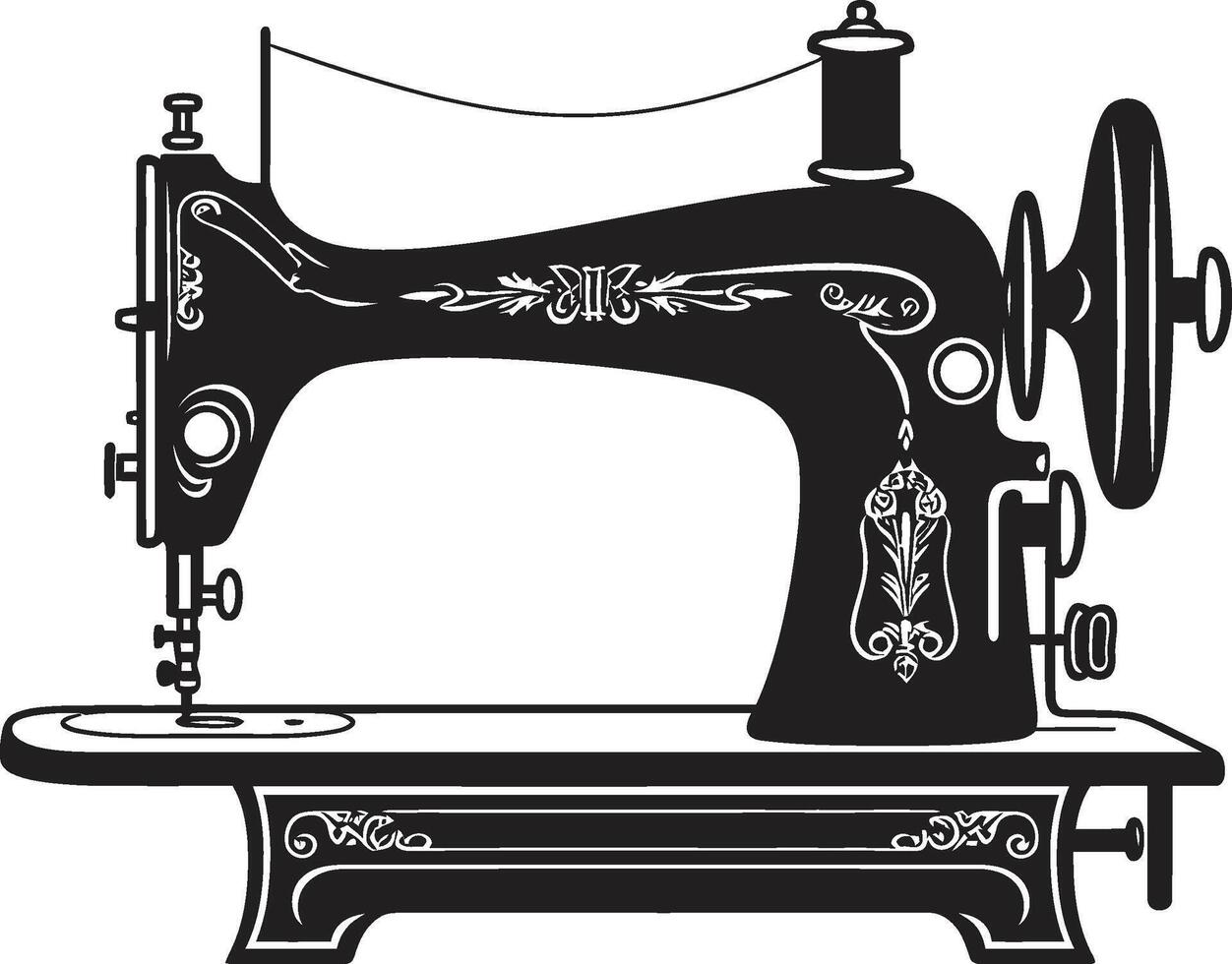 Tailored Tapestry Black for Sewing Machine Emblem Needlework Noir Elegant for Chic Sewing Machine vector