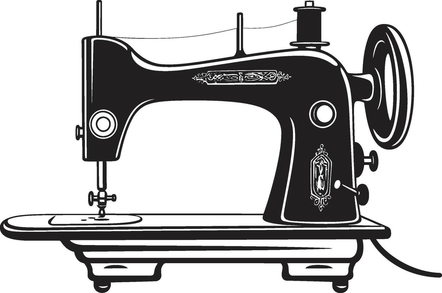 Elegant Embellishments Black for Sewing Machine Emblem Tailored Tapestry Elegant Black Sewing Machine in vector