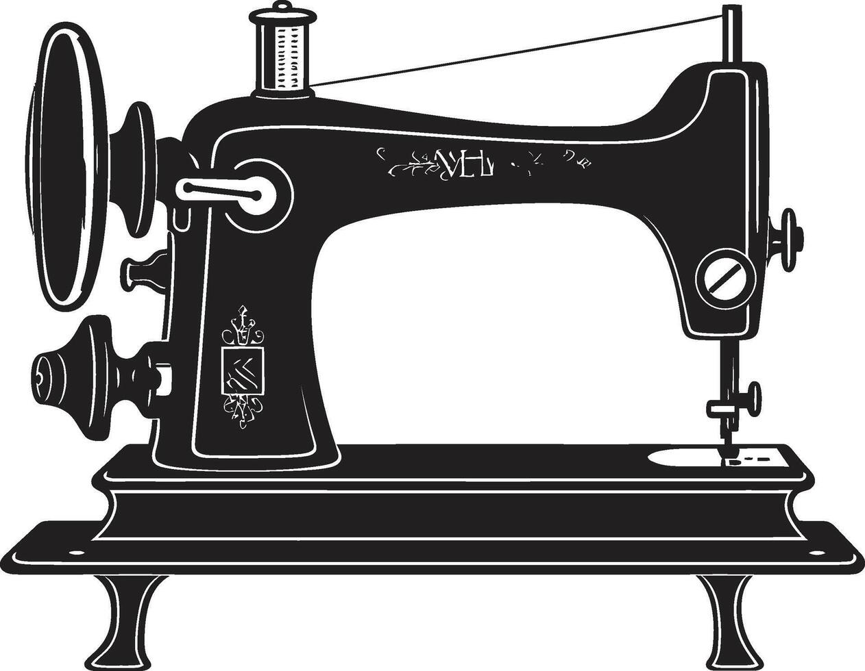 roscado elegancia elegante para pulcro de coser máquina puntada sinfonía negro para elegante de coser máquina en vector