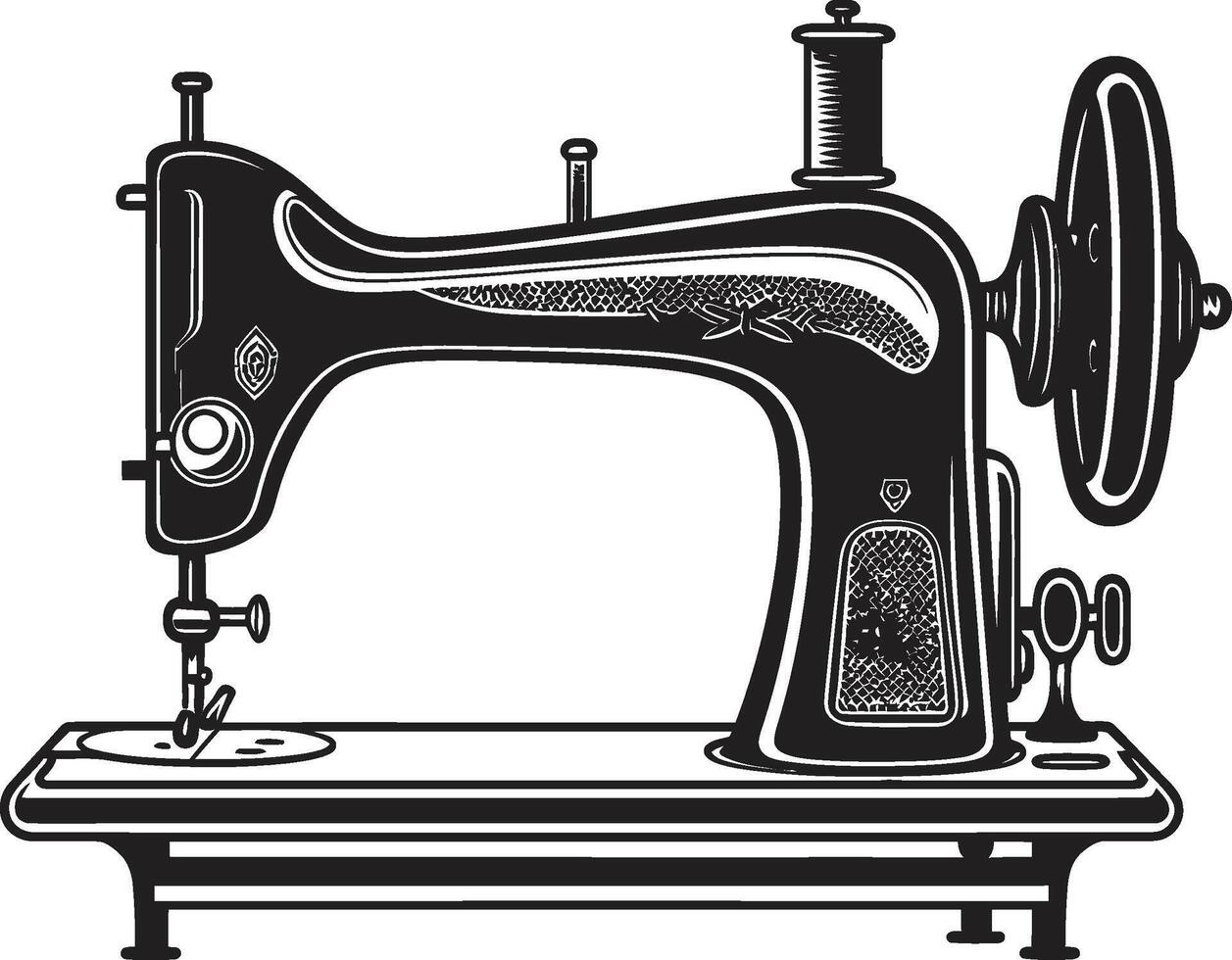 Precision Stitches Black for Sewing Machine Emblem Needlework Noir Black ic Sewing Machine in vector