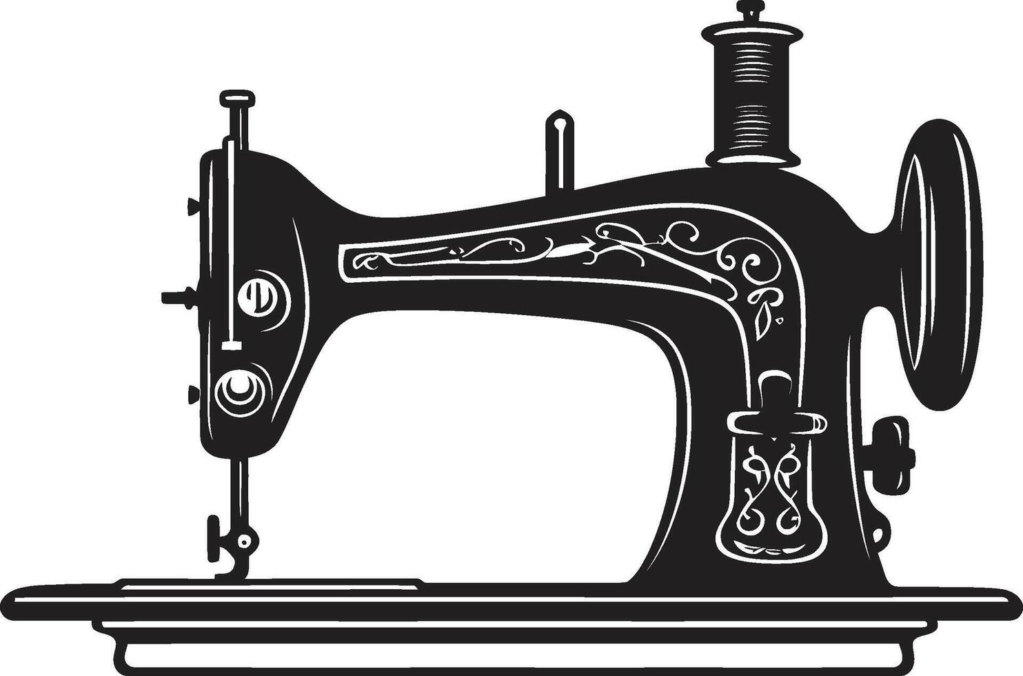Tailored Textiles Black for Sleek Sewing Machine Artisan Threads Elegant for Black Sewing Machine vector