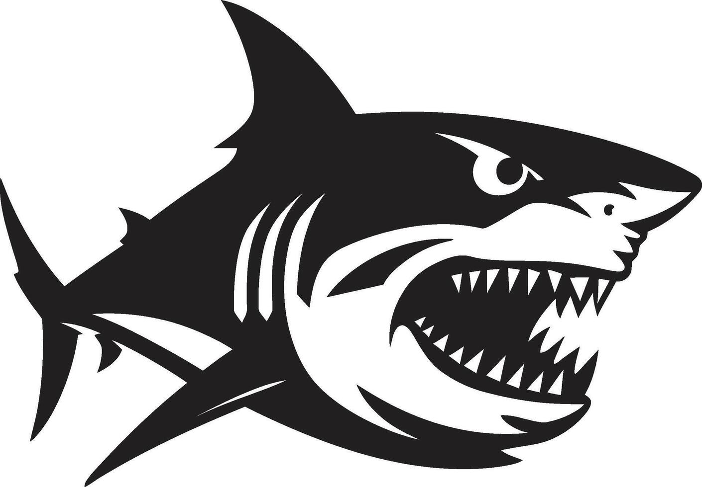 majestuoso depredador negro para tiburón feroz aleta ic negro tiburón emblema vector