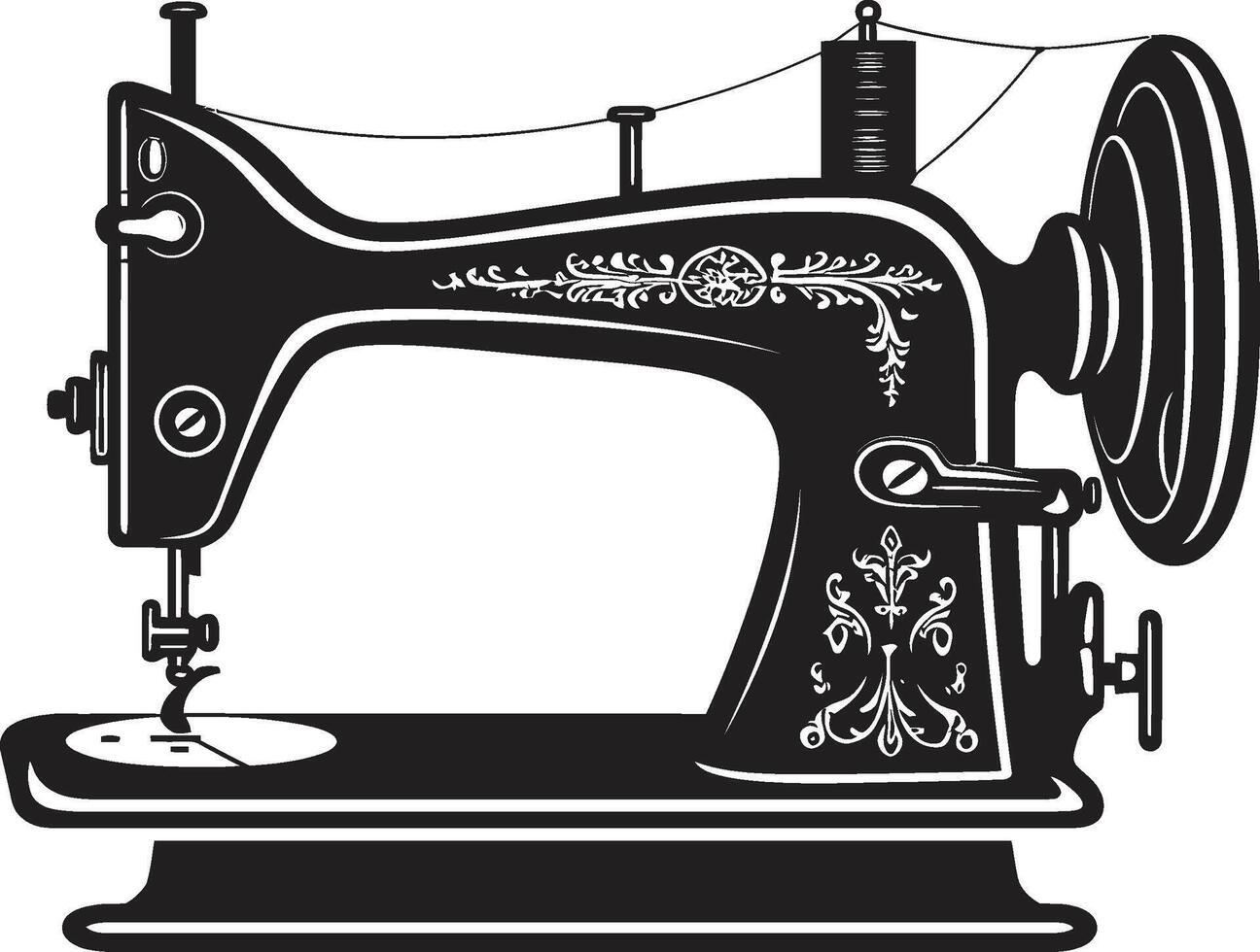 Sleek Stitchery Elegant Black Sewing Machine Noir Needlepoint Black for Crafty Sewing Machine vector