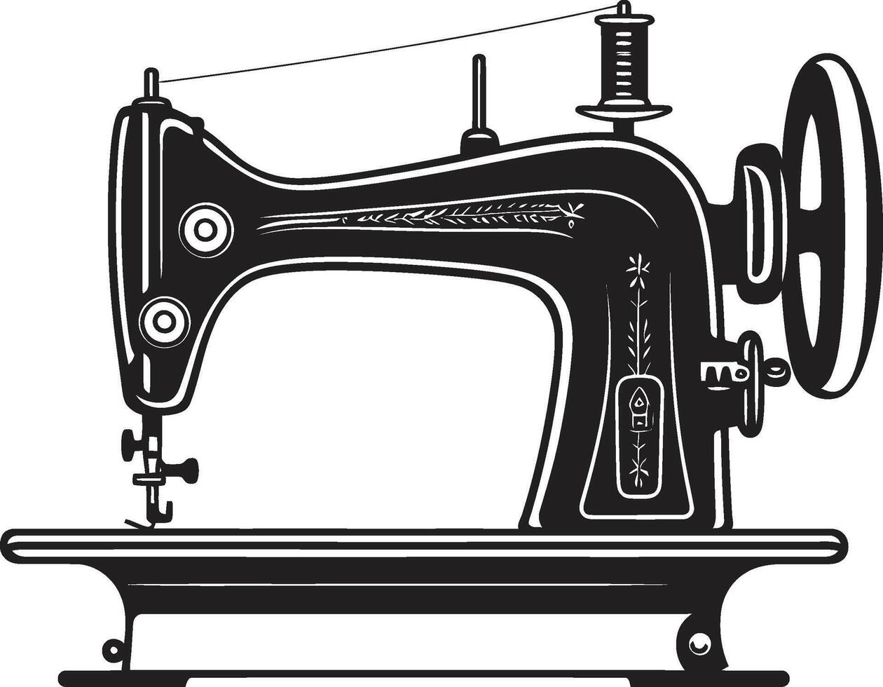 Seamstress Mastery Elegant of Black Sewing Machine Crafted Couture Black for Sewing Machine vector
