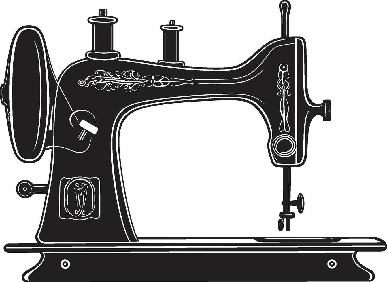 Threaded Elegance Black for Crafty Sewing Machine Stitch Symphony Black for Noir Sewing Machine in vector