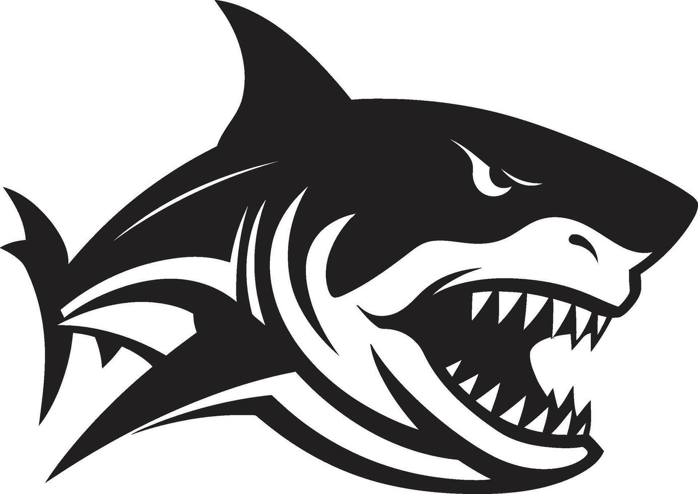 Predatory Majesty Black Shark in Elegant Oceanic Vigilance Black for Shark Emblem vector