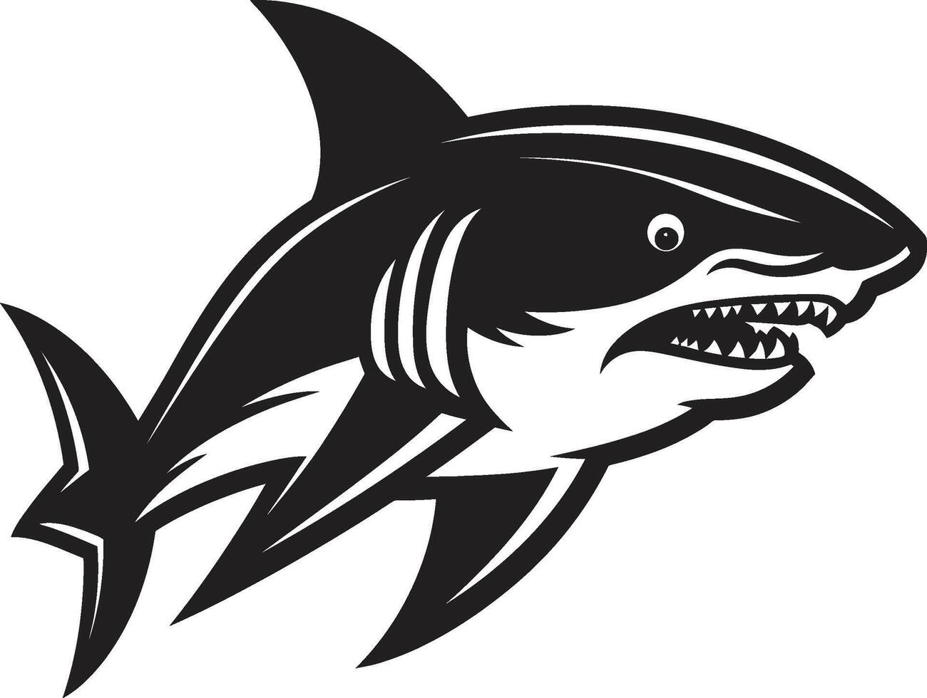 Sleek Swimmer ic Black Shark Elegant Aquatic Apex Black Shark vector