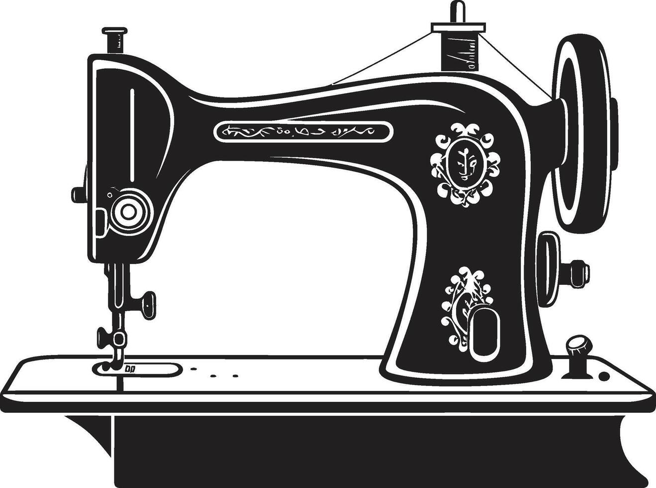 alta costura artesanía elegante negro de coser máquina en precisión puntadas negro para de coser máquina emblema vector