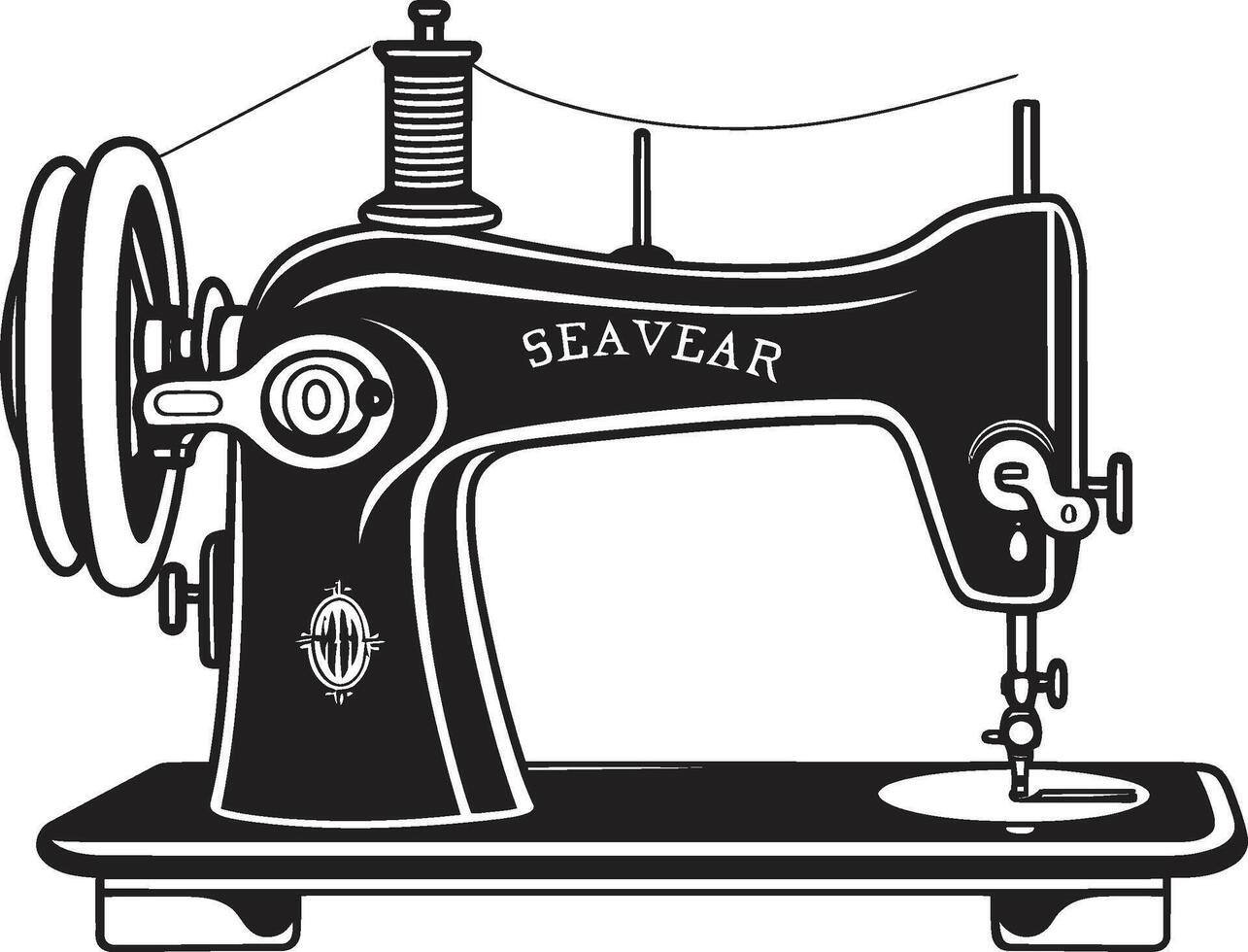 Precision Embroidery Black for Sewing Machine Emblem Threaded Elegance Elegant for Sleek Sewing Machine vector