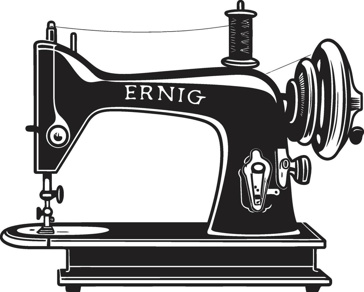 Elegance in Thread Black Sewing Machine Tailored Tapestry Elegant Black for Sleek Sewing Machine vector