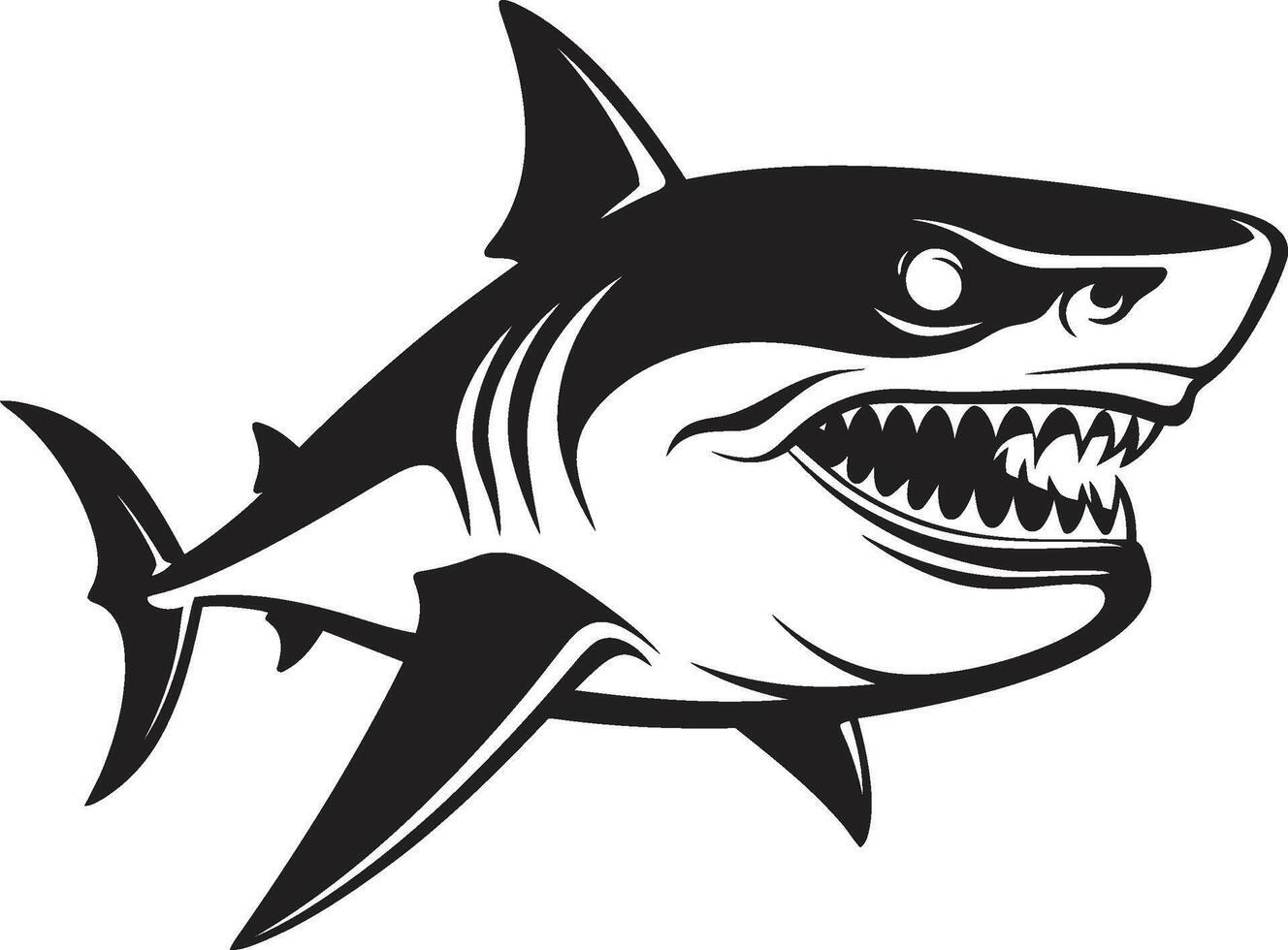 Ferocious Fins Elegant for Black Shark Underwater Dominance Black for Menacing Shark vector