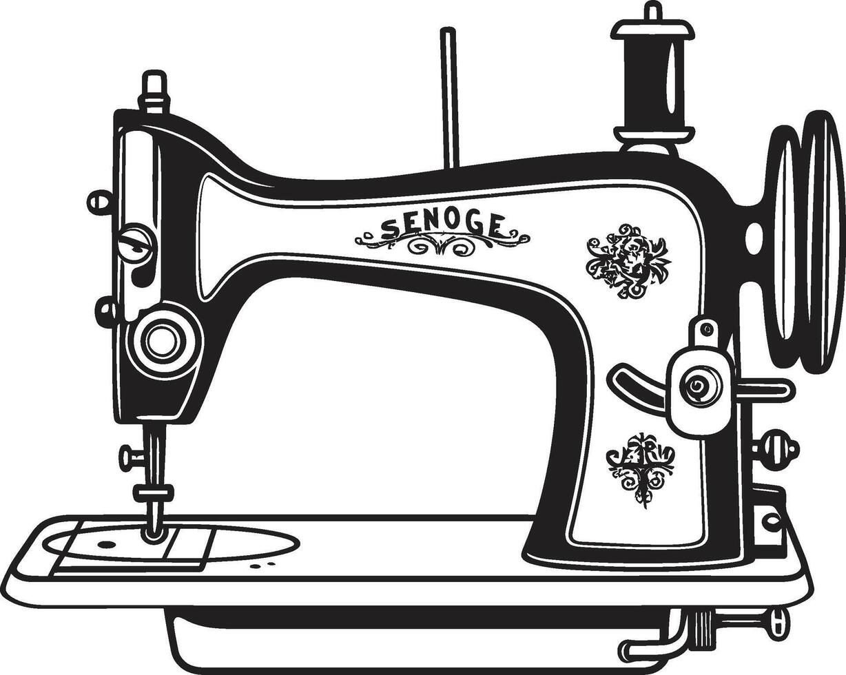Stitch Symphony Black for Noir Sewing Machine in Precision Pintucks Black Sewing Machine vector