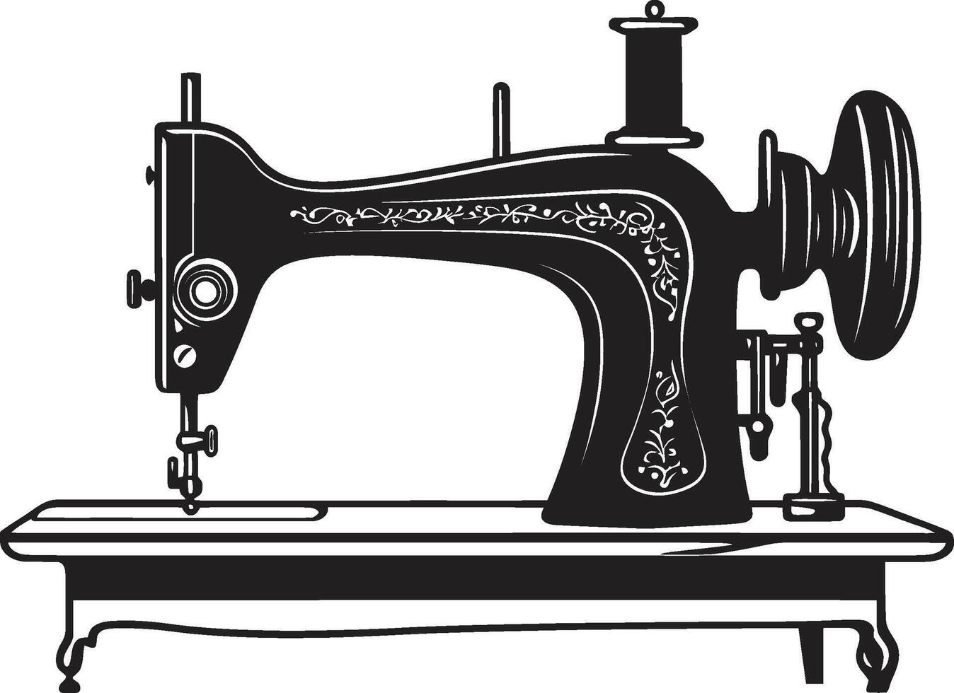 Elegant Embellishments Black for Sewing Machine Emblem Tailored Tapestry Elegant Black Sewing Machine in vector