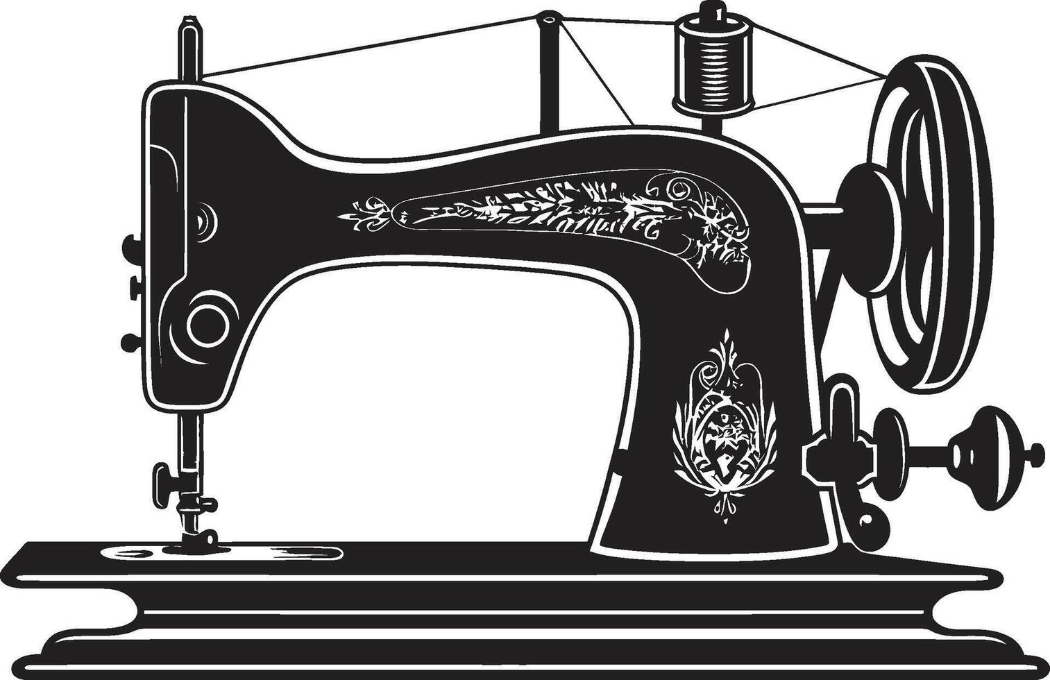 Monochromatic Mastery Elegant for Black Sewing Machine Threaded Elegance Black for Crafty Sewing Machine vector