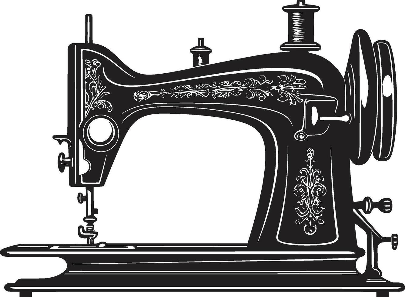 Precision Stitches Black for Sewing Machine Emblem Needlework Noir Black ic Sewing Machine in vector