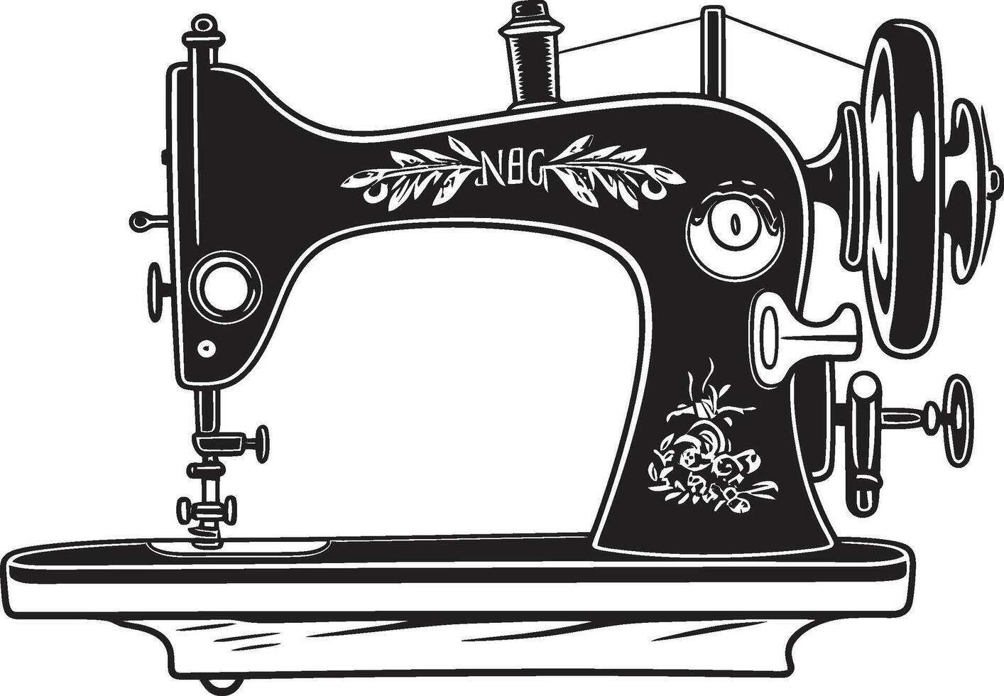 Monochromatic Maker Black Sewing Machine Sleek Sewing Black for Tailored Sewing Machine in vector