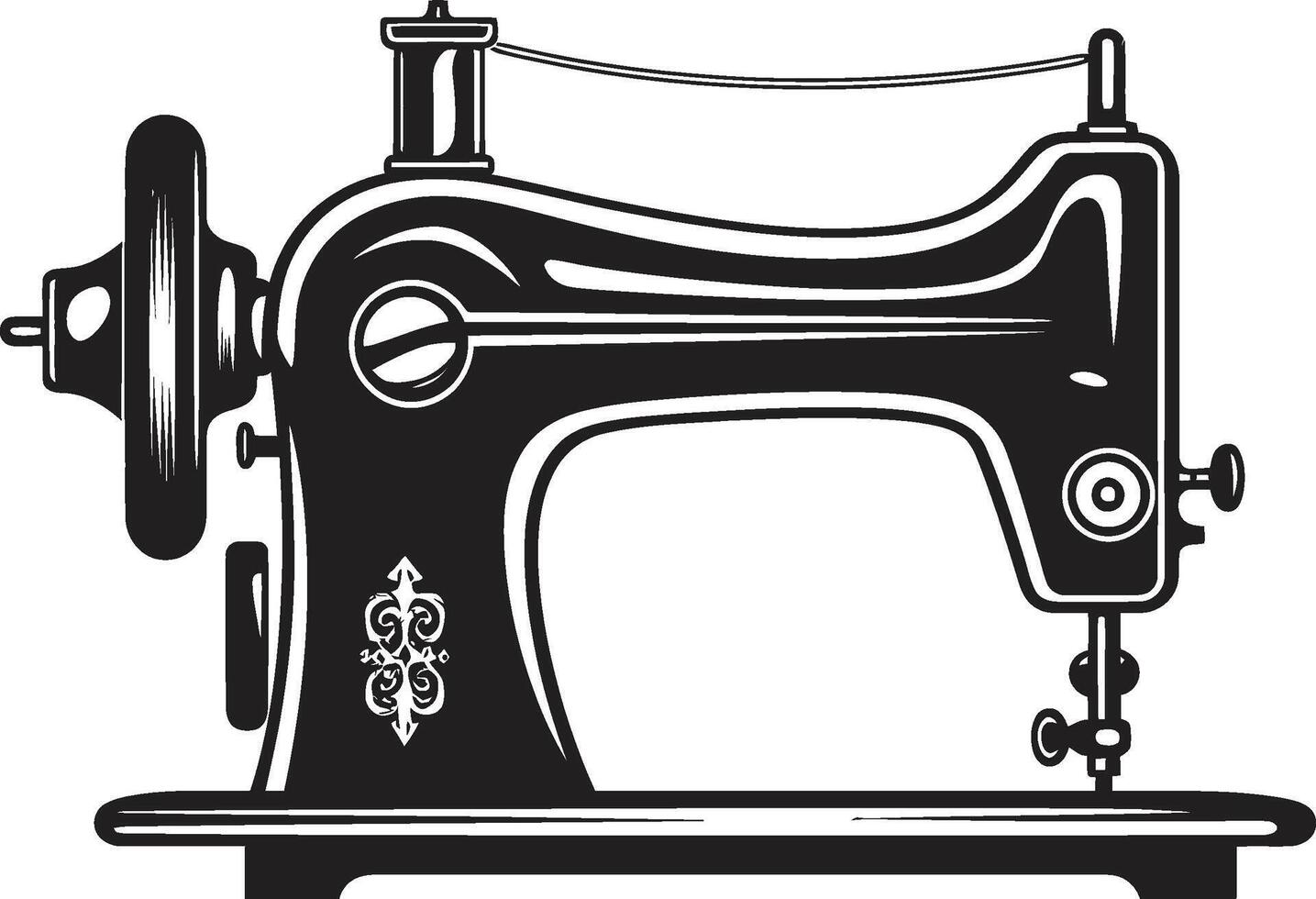 costura noir negro ic de coser máquina en costurera maestría elegante de negro de coser máquina vector