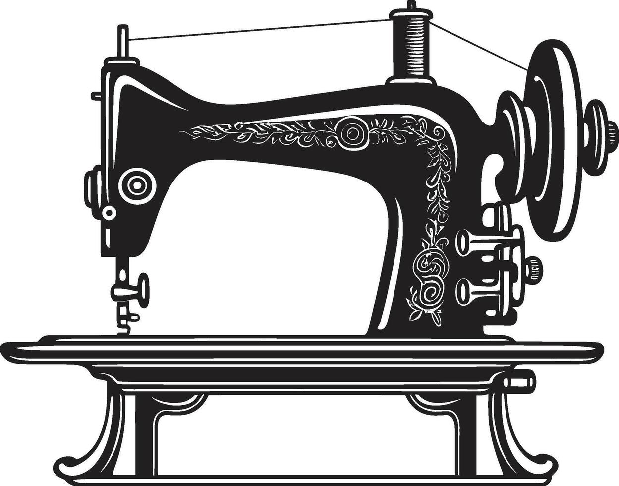 Tailored Tapestry Black for Sewing Machine Emblem Needlework Noir Elegant for Chic Sewing Machine vector