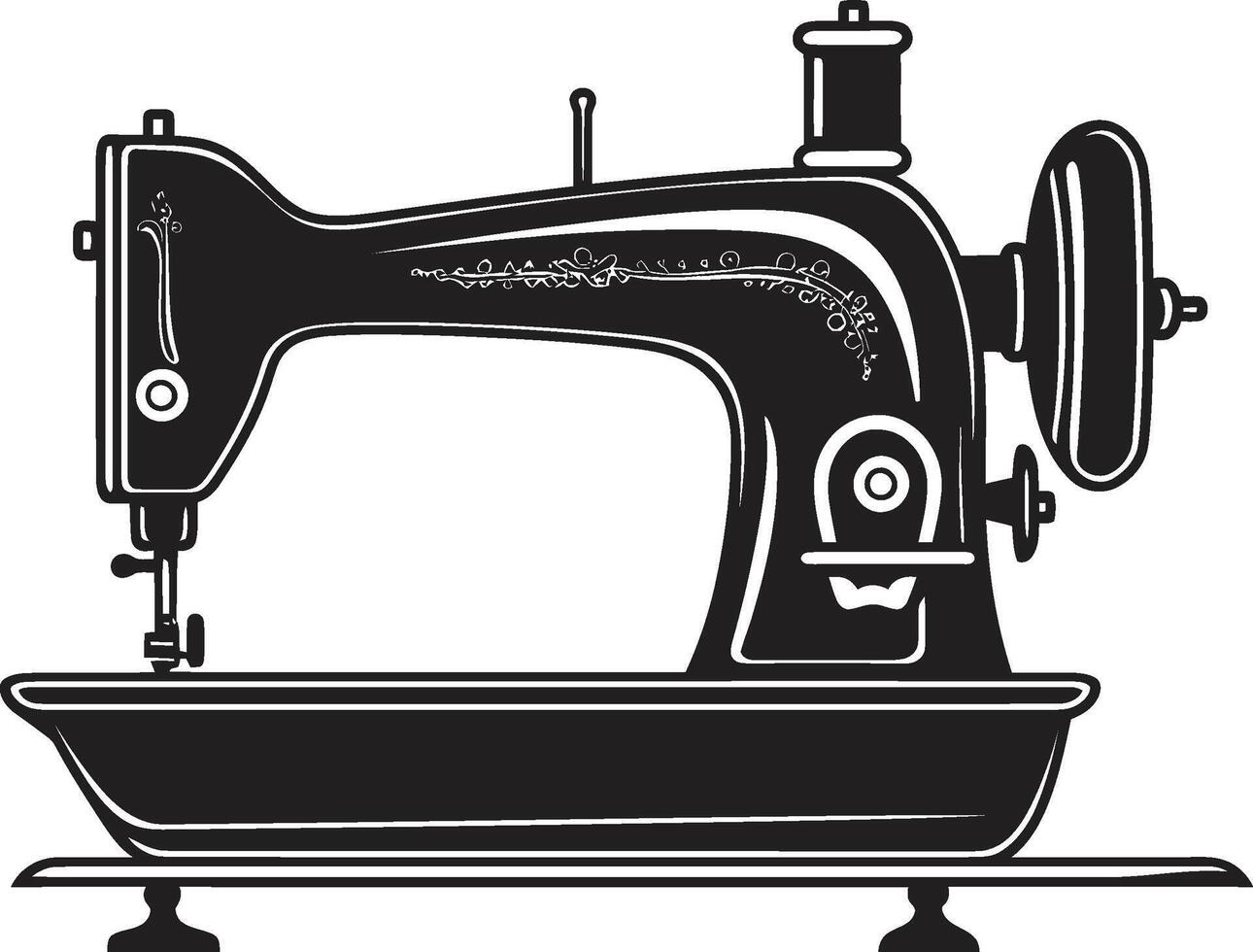 Needlecraft Noir Black for Sewing Machine Emblem Elegance in Thread Black Sewing Machine vector