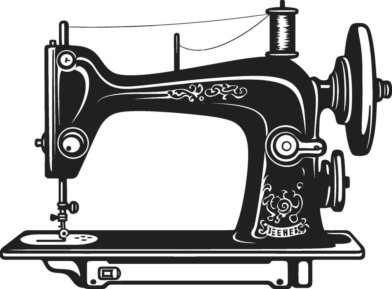 elegante adornos elegante negro para pulcro de coser máquina noir arte de la costura negro para astuto de coser máquina vector