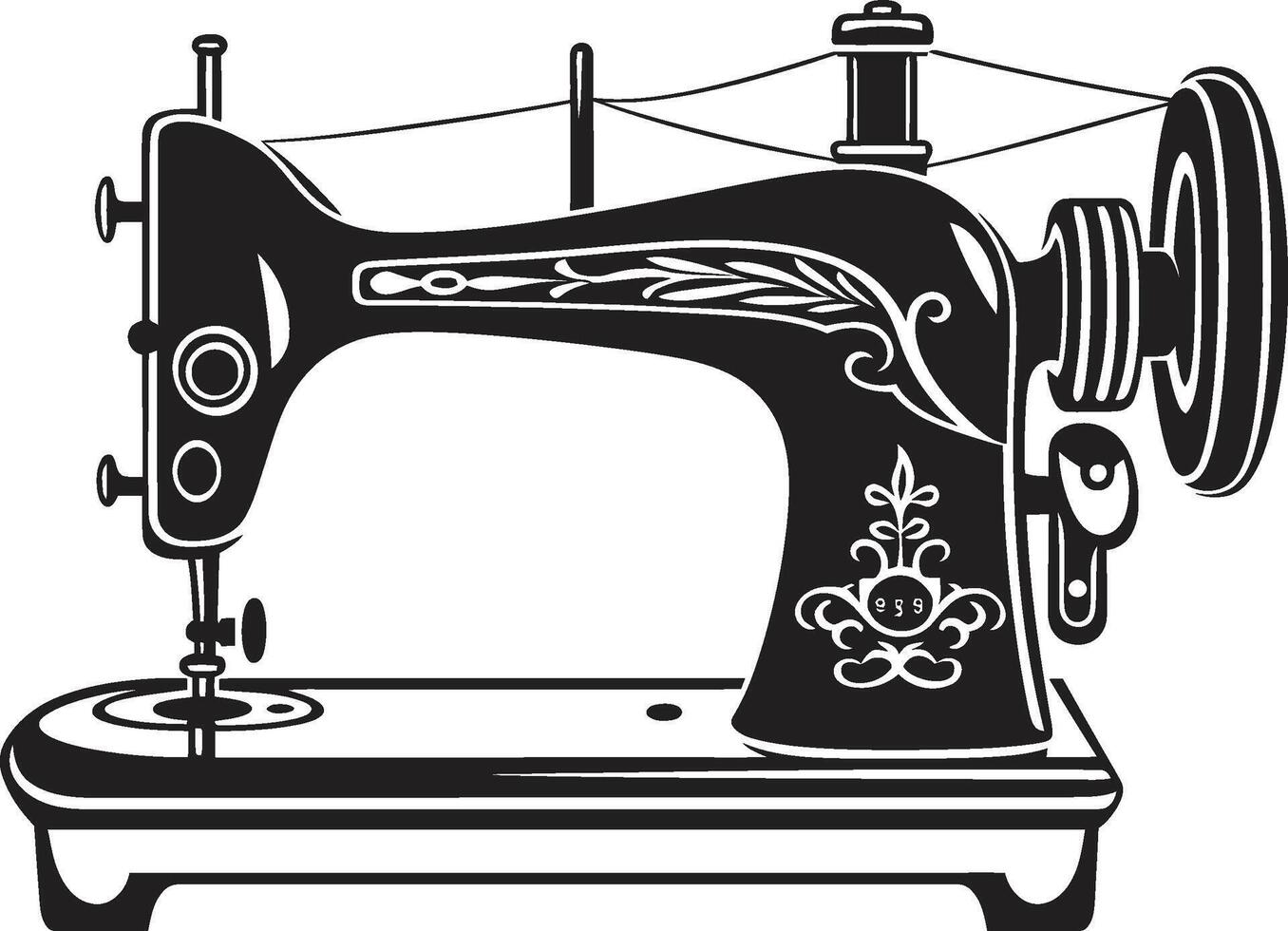 Chic Couture Elegant for Sleek Sewing Machine Elegance in Thread Black for Black Sewing Machine vector
