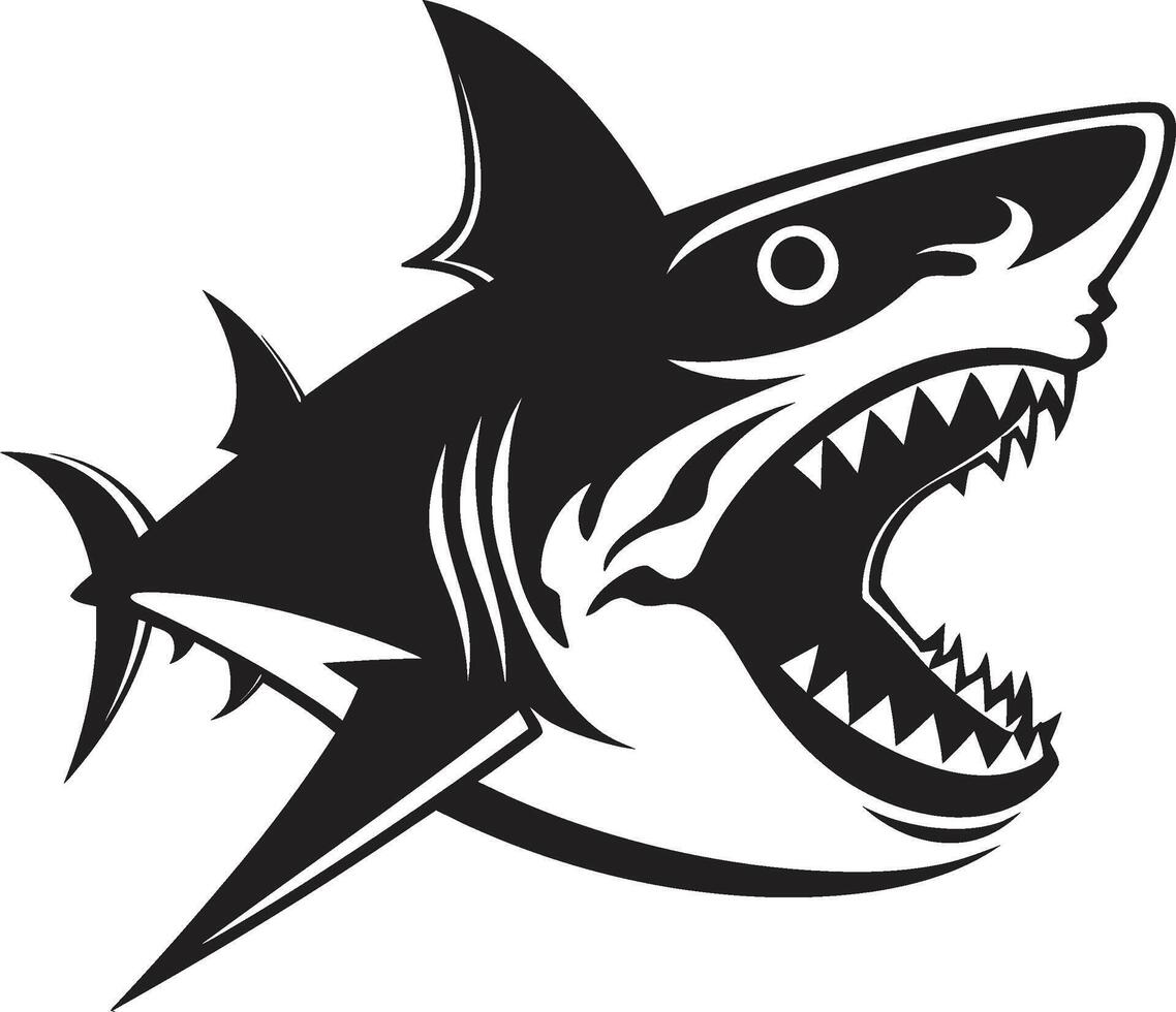 Marine Majesty Elegant Black Shark in Predators Presence Black for Shark Emblem vector