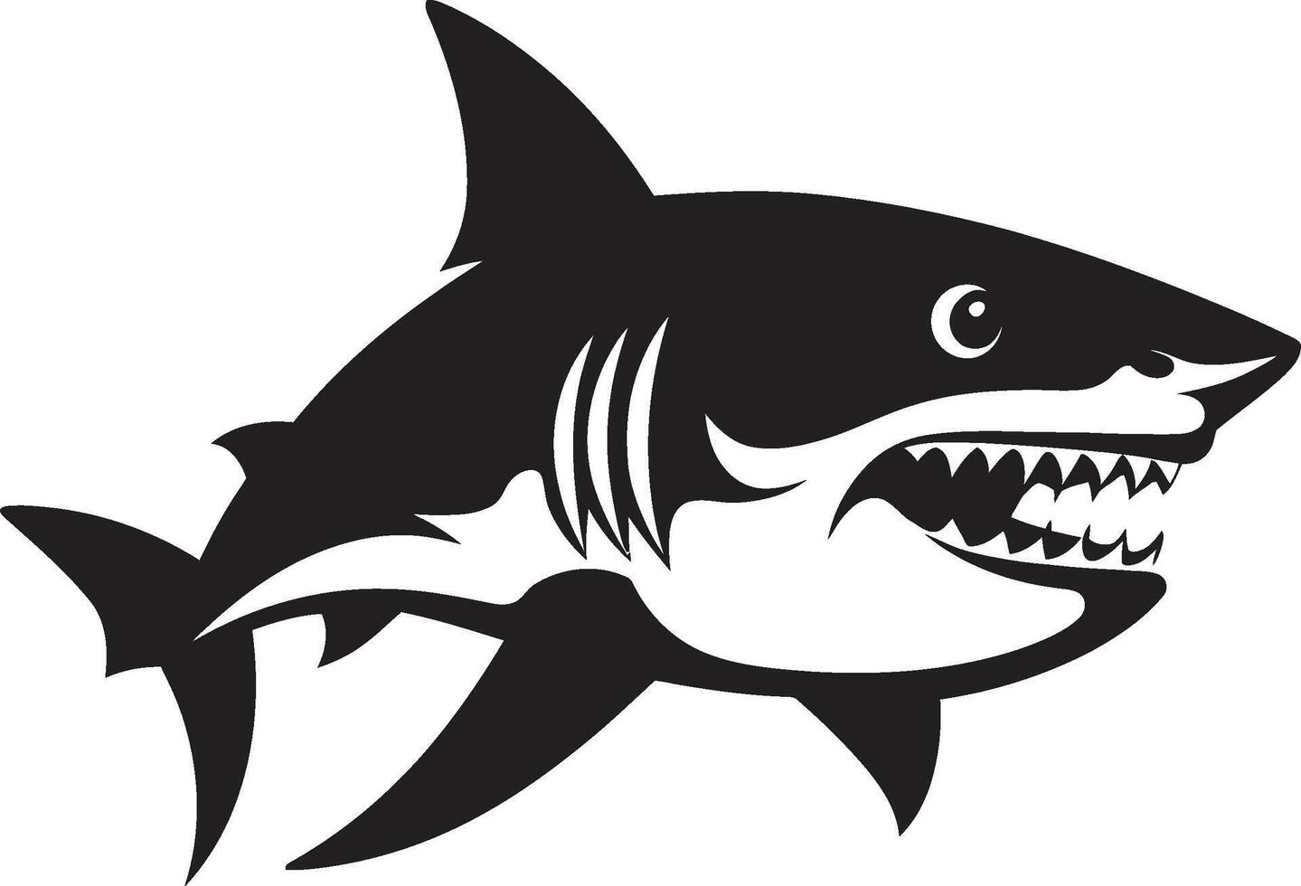 Fierce Fin Black for Elegant Shark Underwater Guardian Elegant Black Shark in vector