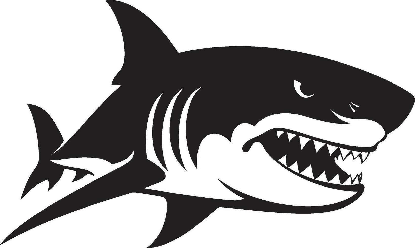 Sleek Predator Black ic Shark in Elegant Oceanic Vigilance Black Shark Emblem vector