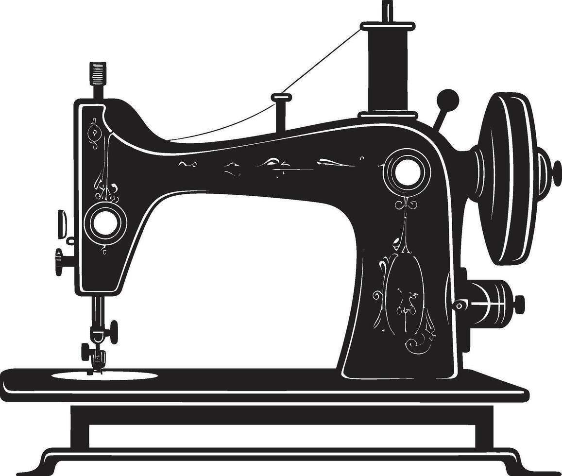 Stylish Seamstress Black for Crafty Sewing Machine Precision Embroidery Elegant for Black Sewing Machine vector