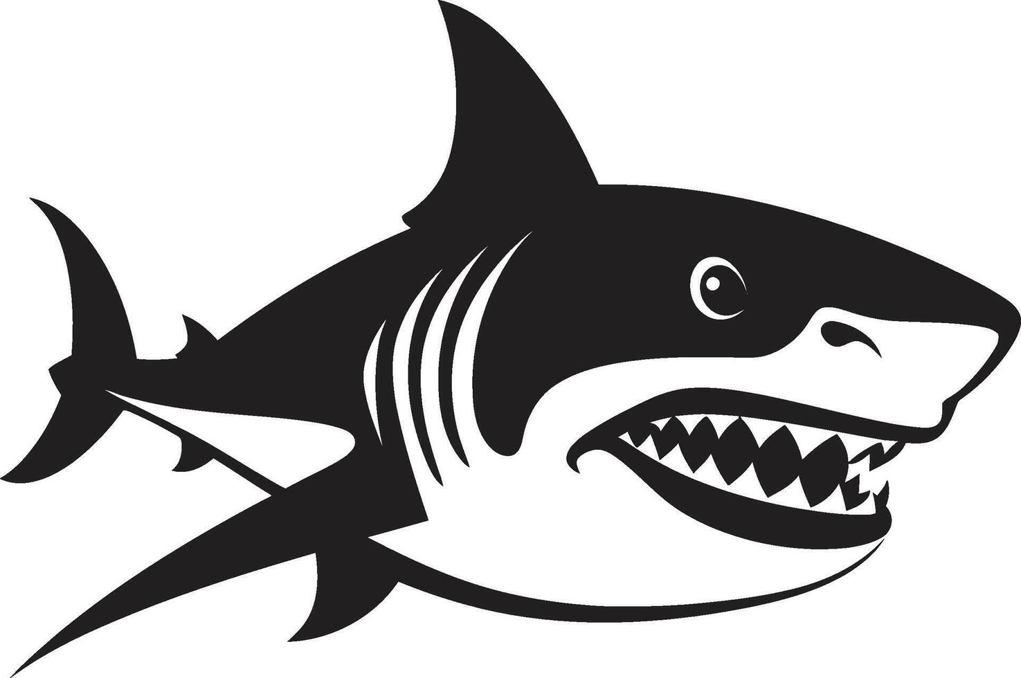Predatory Majesty Black Shark Emblem Oceanic Apex Elegant Black Shark in vector