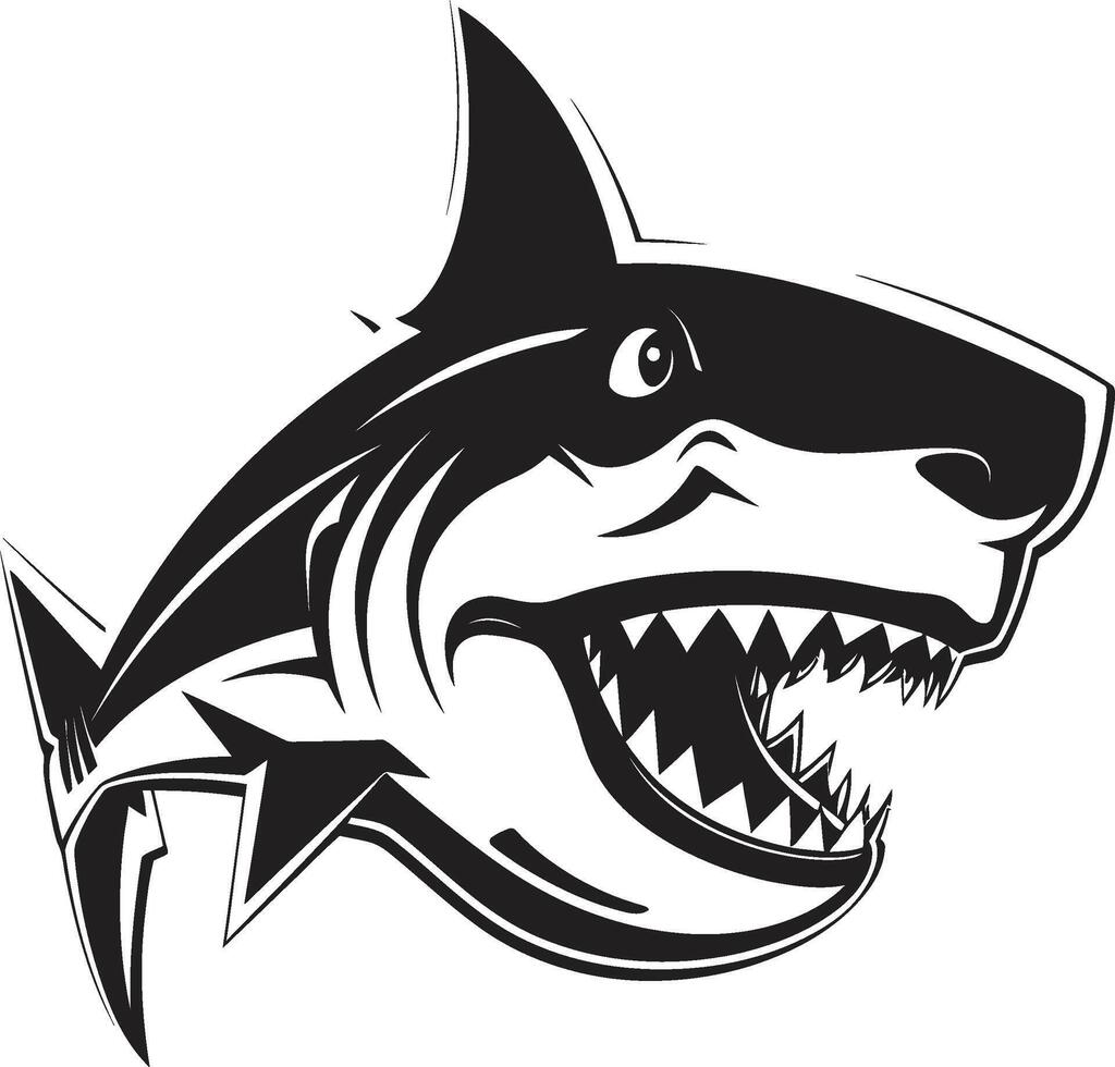 Underwater Dominance Black for Menacing Shark Marine Majesty Elegant Black Shark in vector