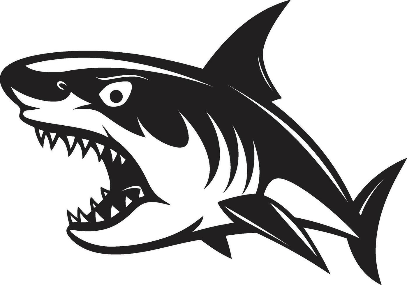 Sleek Predator Black for Dynamic Shark Oceanic Vigilance Black ic Shark Emblem vector